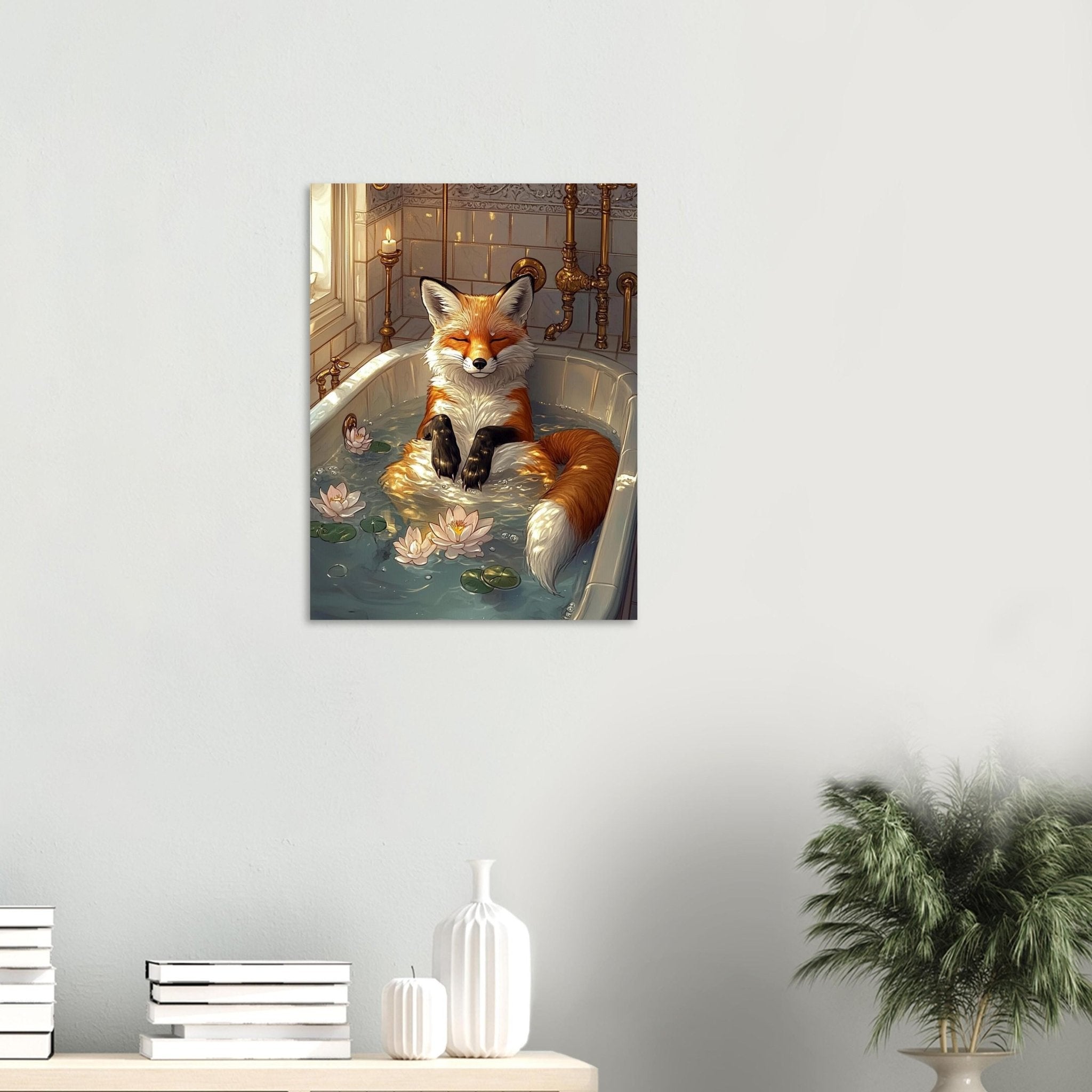 Mindful Fox Poster In Vintage Bathtub Meditating Feminist Maximalist Poster Wall Art Eclectic Bathroom Decor Trendy Fox Gift 5 - WallArtPrints4U