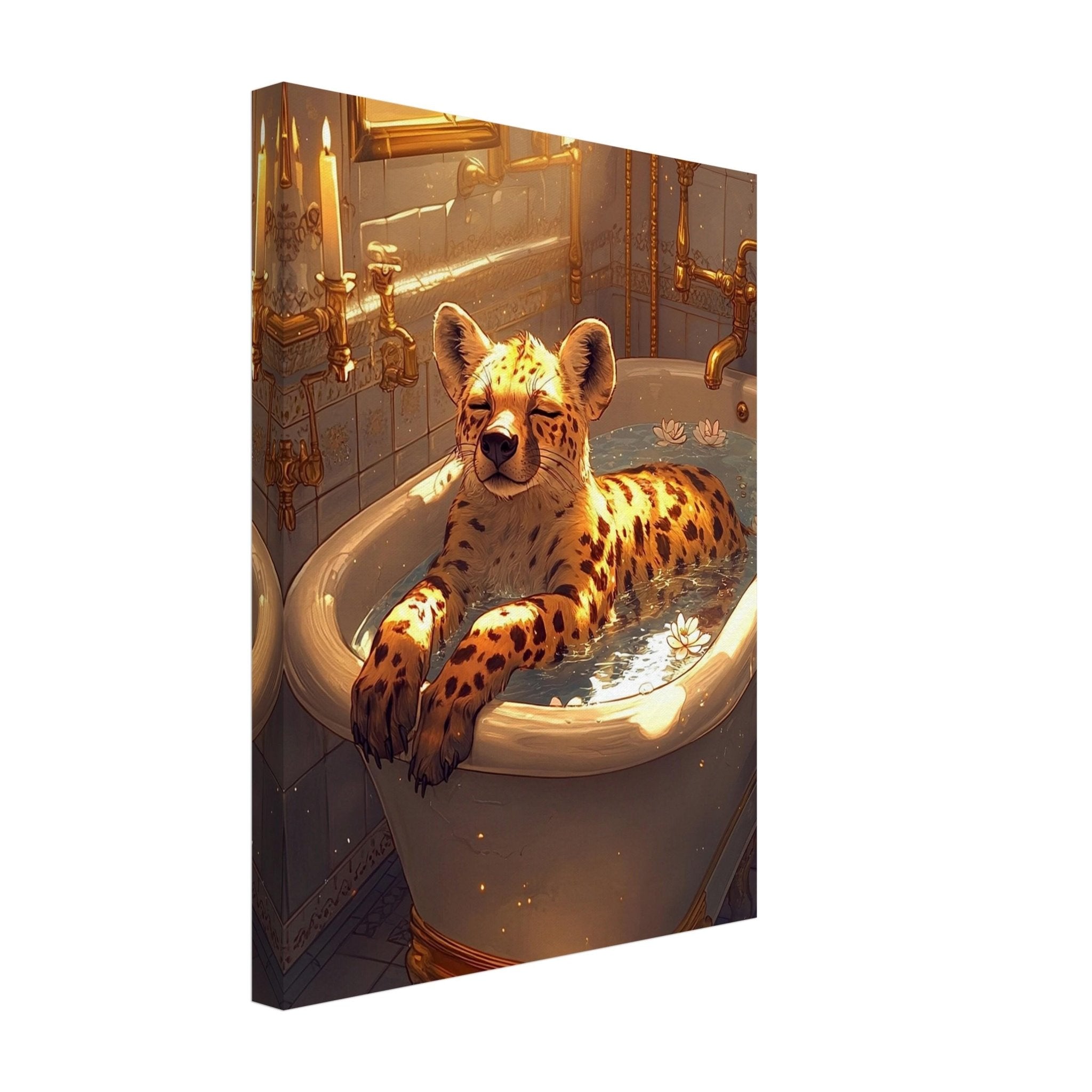 Mindful Hyena Canvas Vintage Bathtub Wall Art Feminist Meditation Decor - WallArtPrints4U