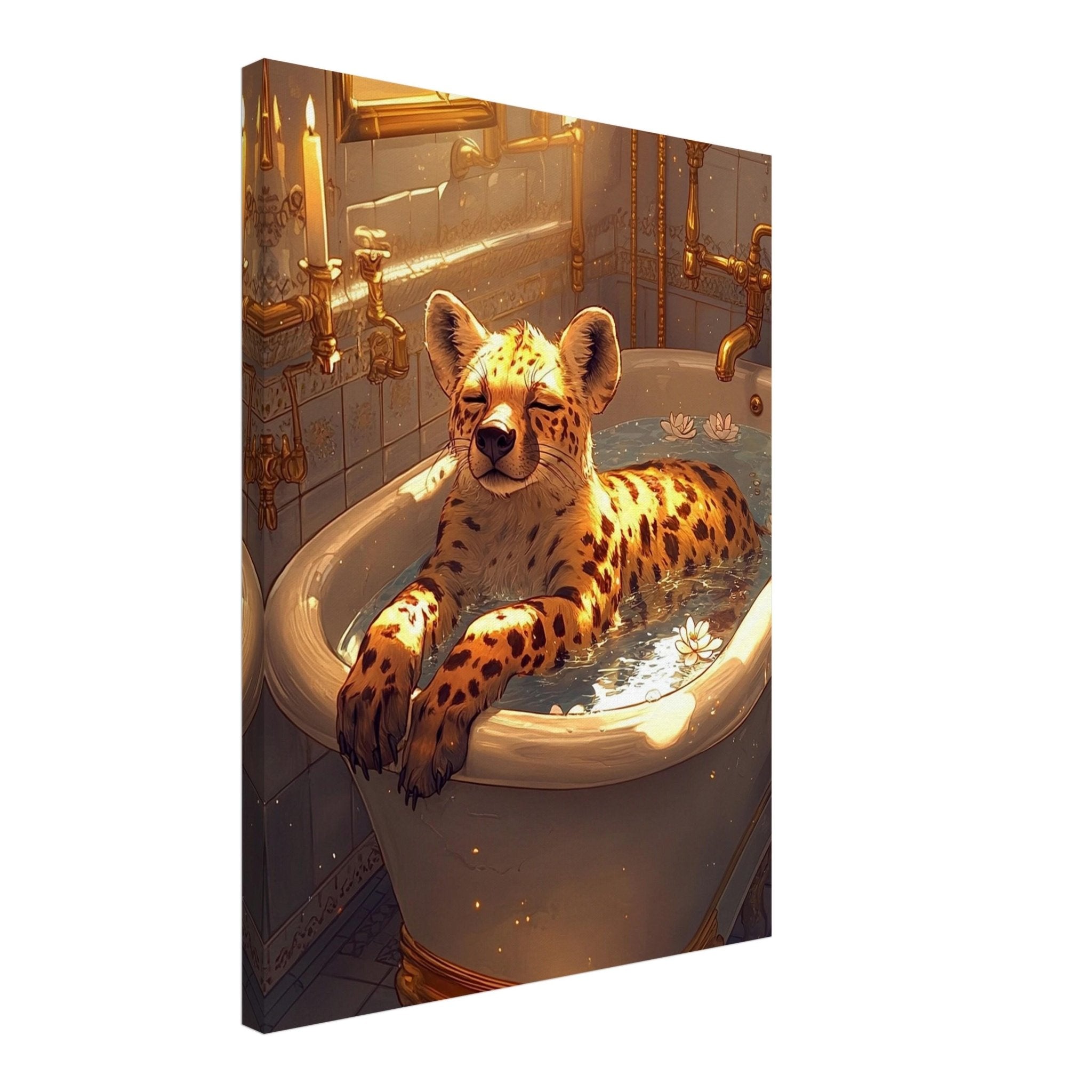 Mindful Hyena Canvas Vintage Bathtub Wall Art Feminist Meditation Decor - WallArtPrints4U