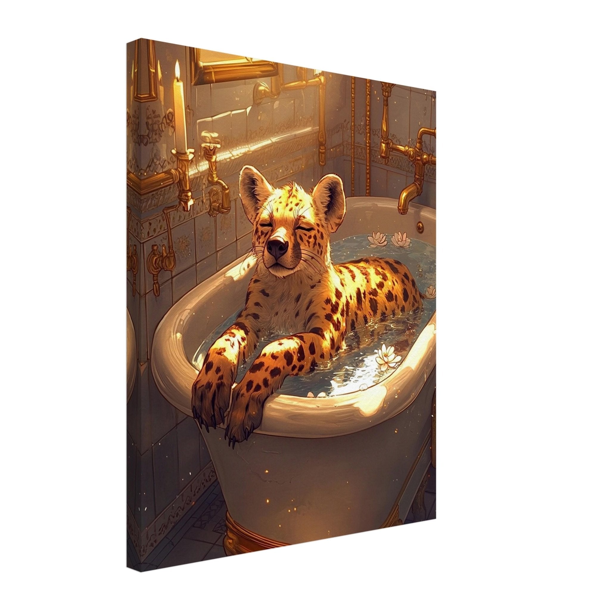 Mindful Hyena Canvas Vintage Bathtub Wall Art Feminist Meditation Decor - WallArtPrints4U