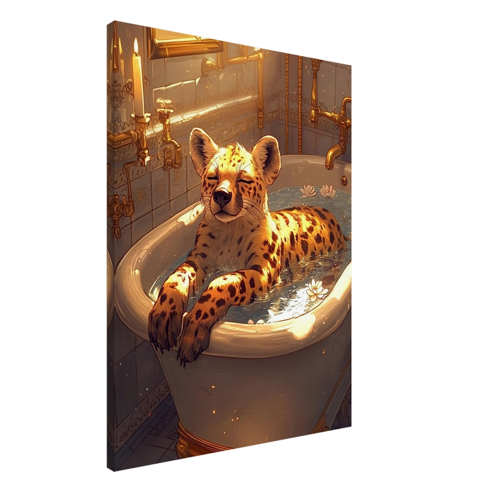 Mindful Hyena Canvas Vintage Bathtub Wall Art Feminist Meditation Decor - WallArtPrints4U