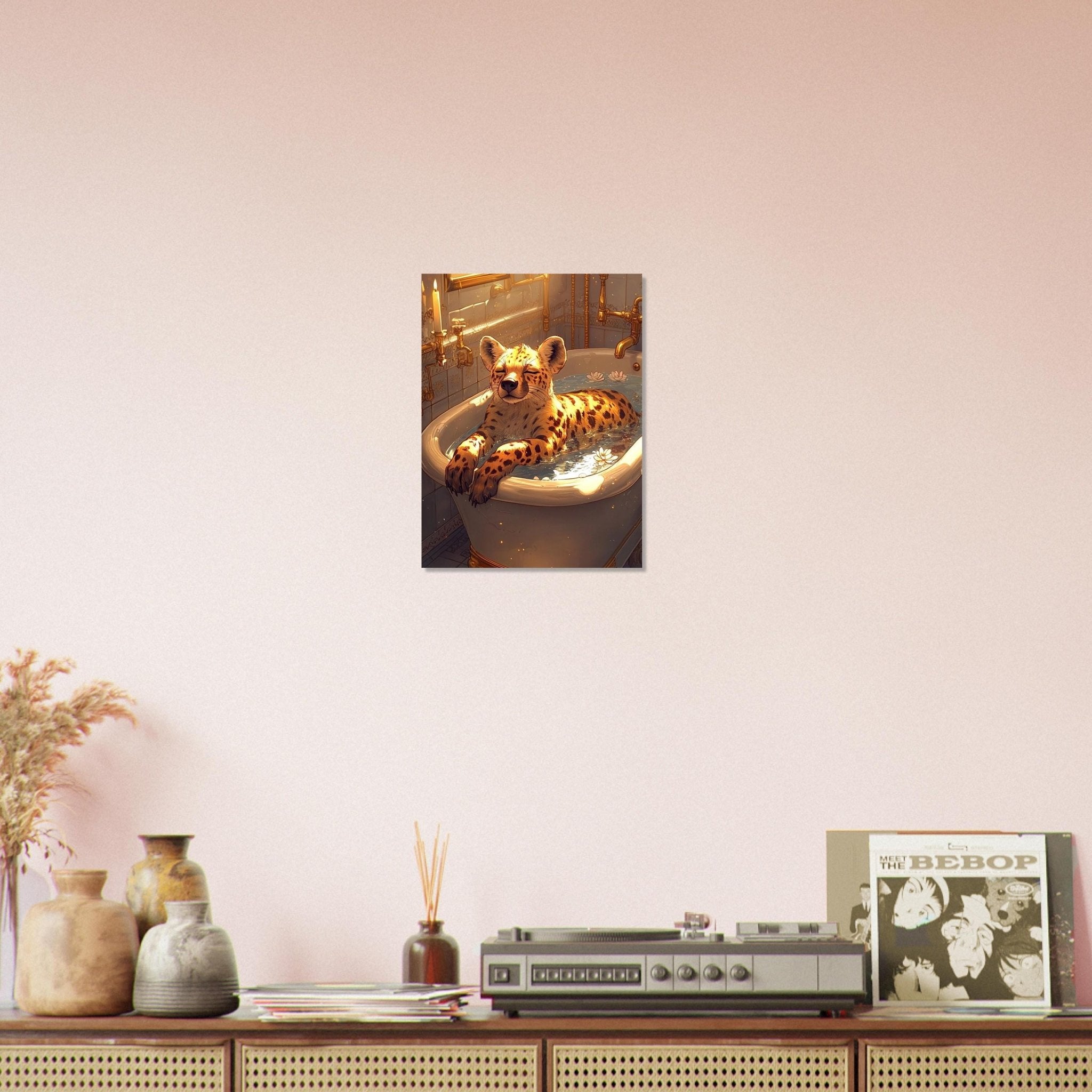 Mindful Hyena Poster Vintage Bathtub Wall Art Feminist Maximalist Meditation Decor - WallArtPrints4U