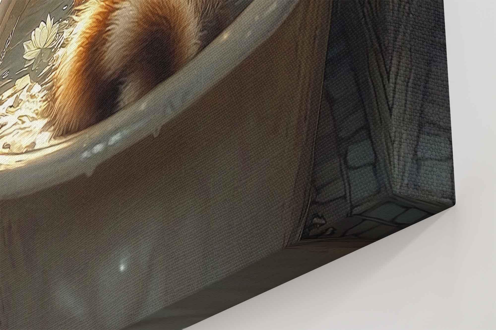 Mindful Raccoon Canvas In Vintage Bathtub Meditating Feminist Maximalist Canvas Wall Art Bathroom Decor Trendy Raccoon Gift - WallArtPrints4U
