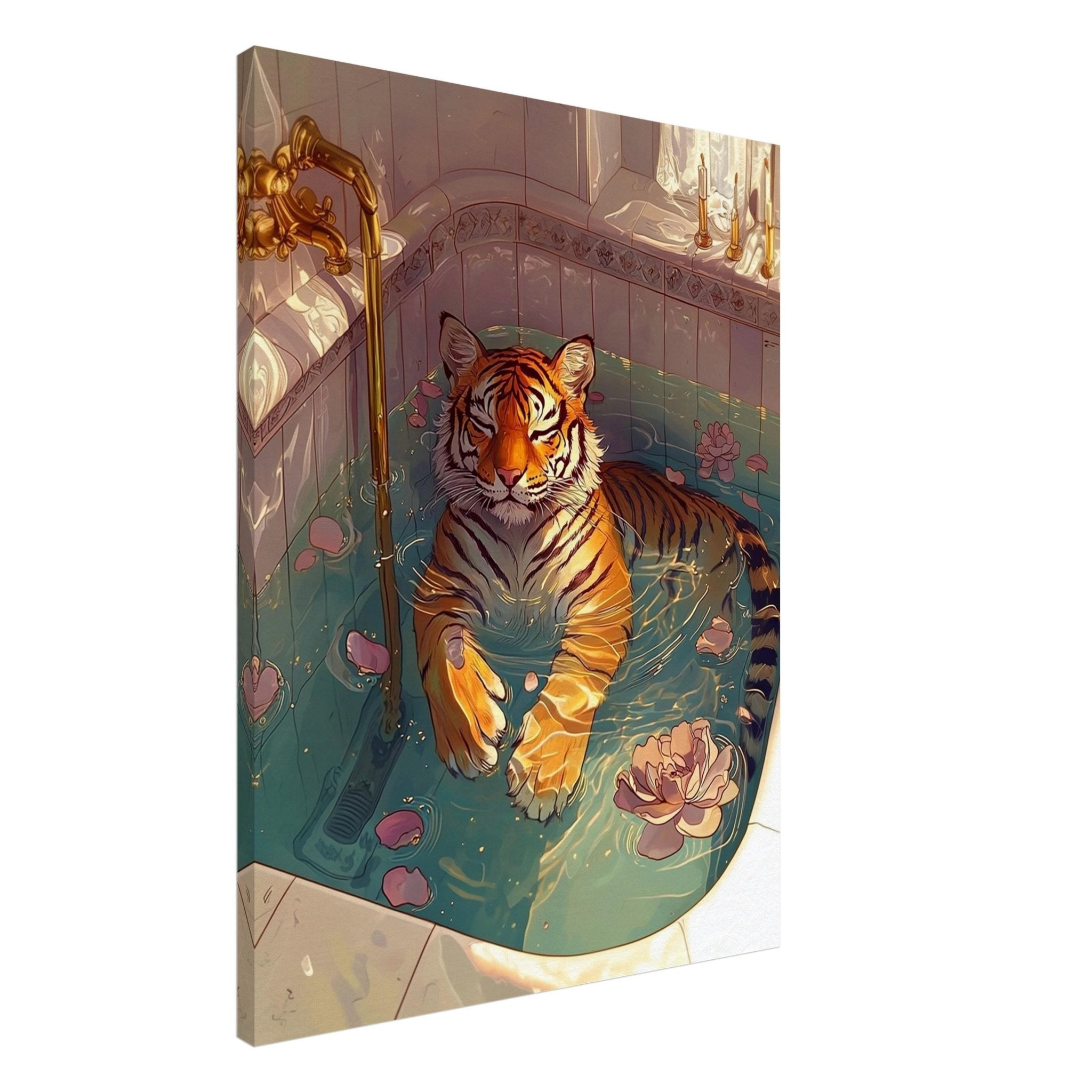 MIndful Tigress Canvas In Vintage Bathtub Feminist Maximalist Canvas Print Wall Art Bathroom Decor Trendy Tiger Gift 3 - WallArtPrints4U