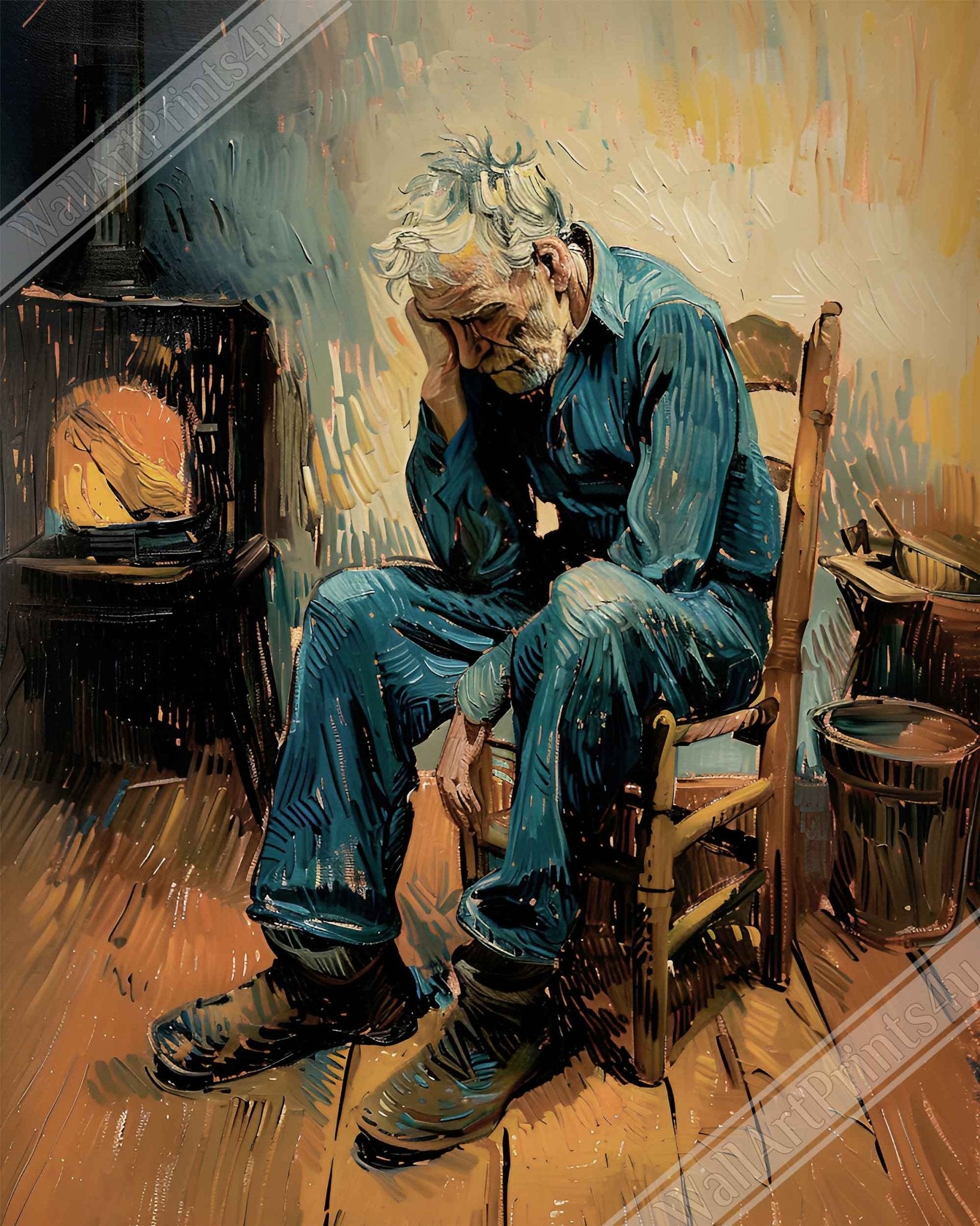 Modern Version Of Van Gogh's At Eternity's Gate, Sorrowing Old Man Canvas Print - WallArtPrints4U