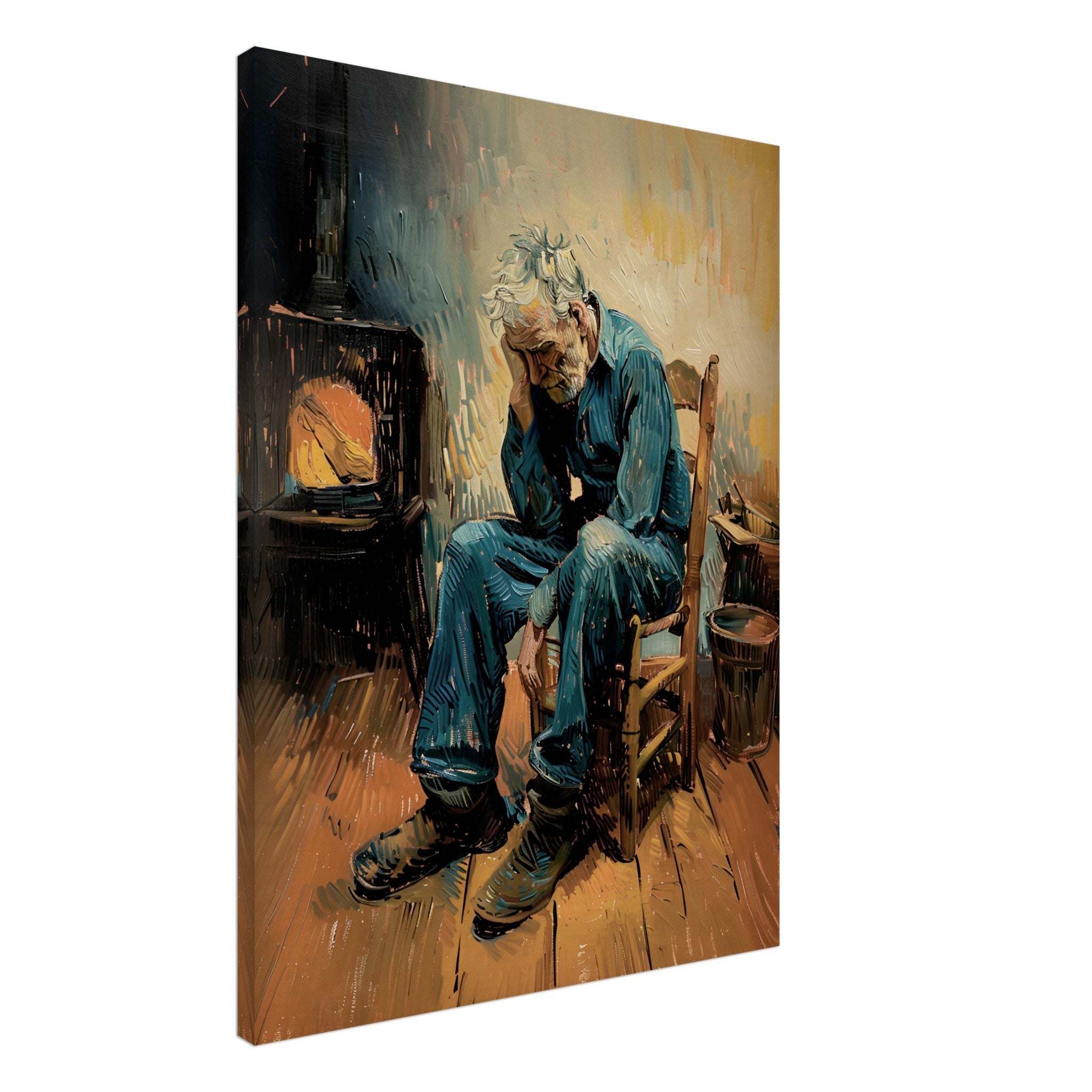 Modern Version Of Van Gogh's At Eternity's Gate, Sorrowing Old Man Canvas Print - WallArtPrints4U