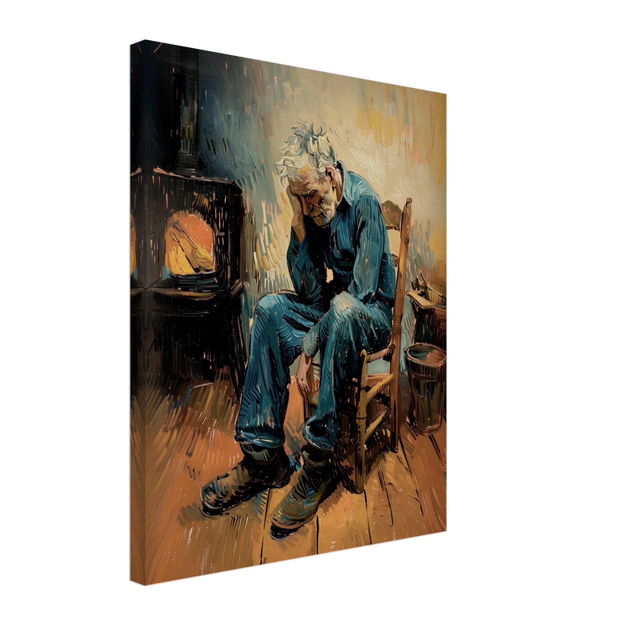 Modern Version Of Van Gogh's At Eternity's Gate, Sorrowing Old Man Canvas Print - WallArtPrints4U