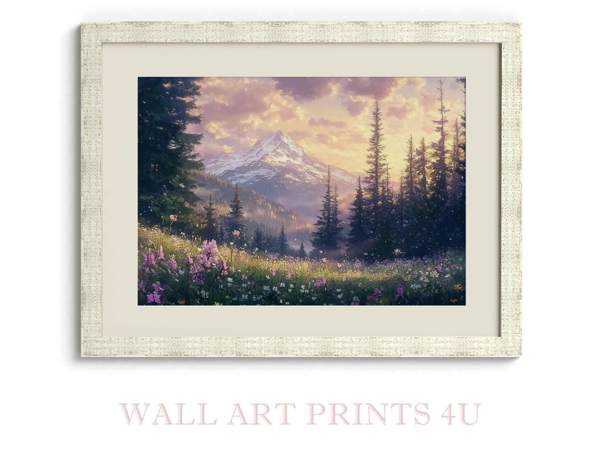 Nordic Mountain Wildflowers Digital Art Printable Wall Art - WallArtPrints4U