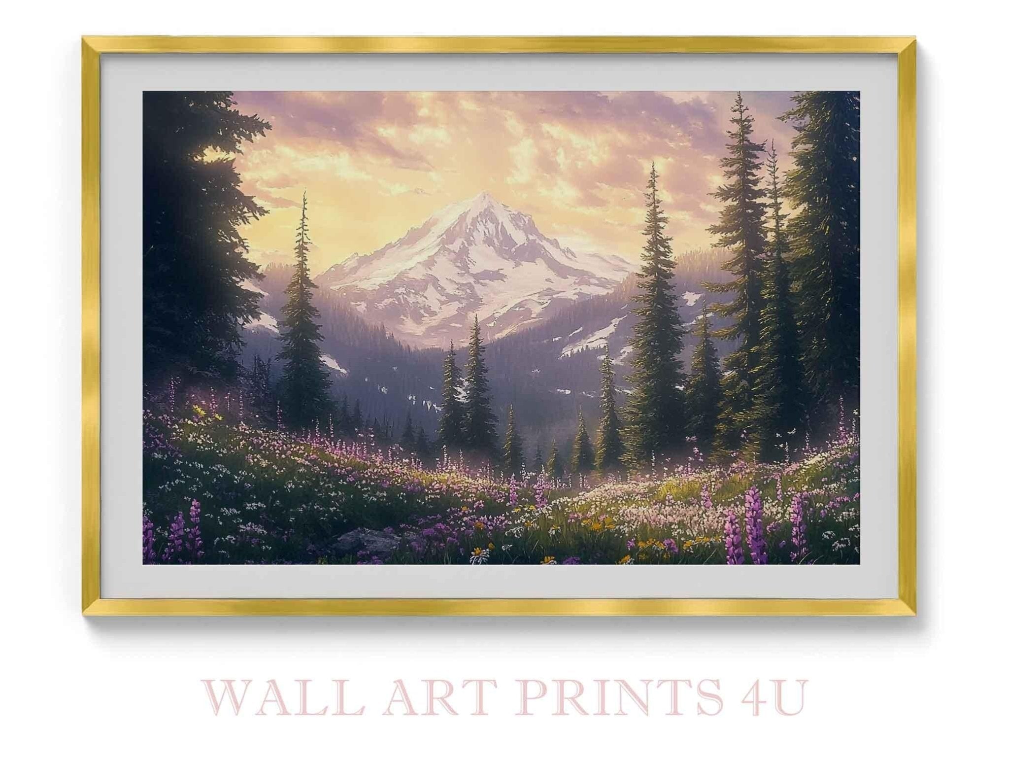 Nordic Mountain Wildflowers Digital Art Printable Wall Art - WallArtPrints4U