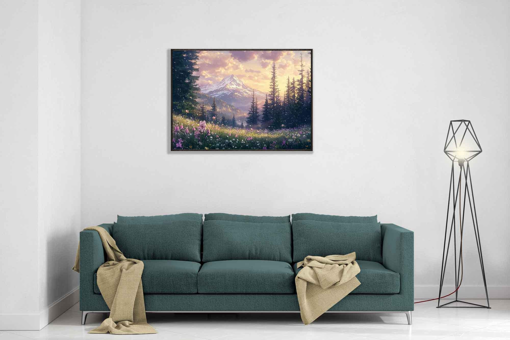 Nordic Mountain Wildflowers Sunrise Poster Wall Art - WallArtPrints4U