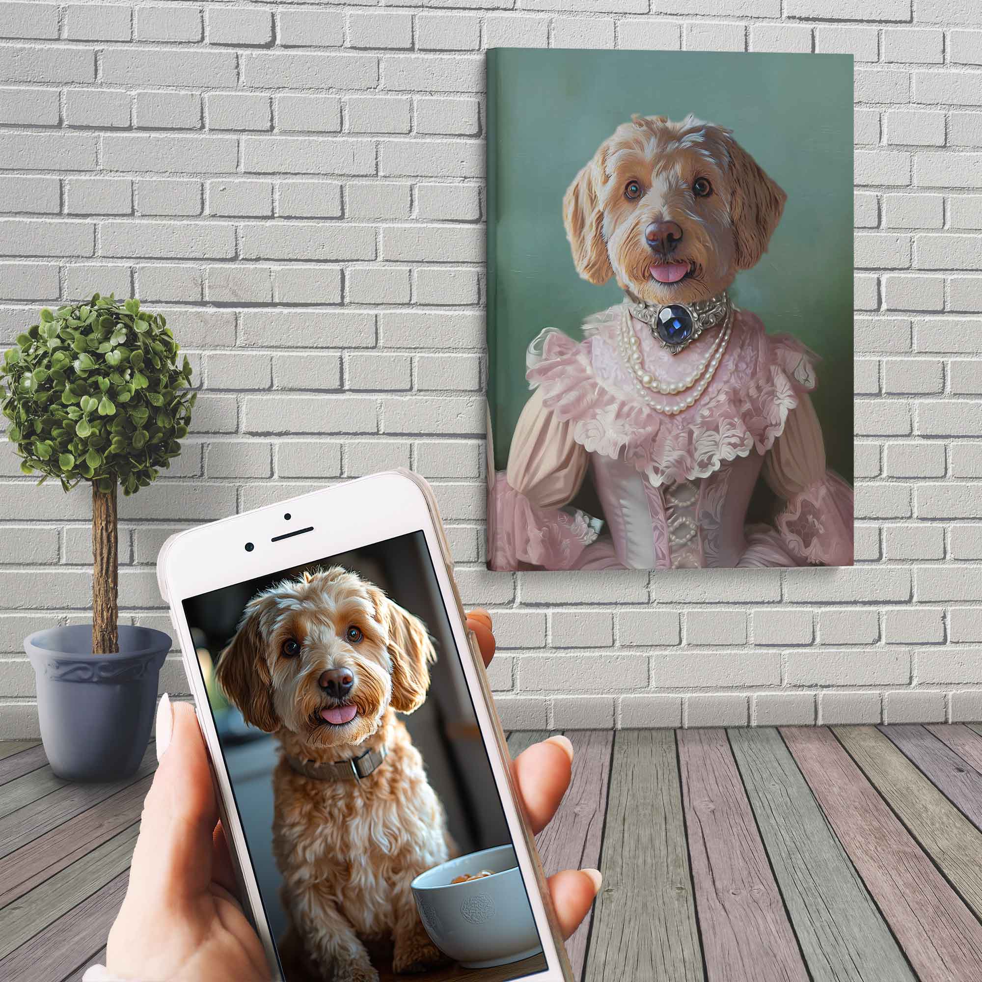 Princess Pet Portrait Canvas, Custom Cat / Dog Painting, Canvas Portrait From Photo - WallArtPrints4U