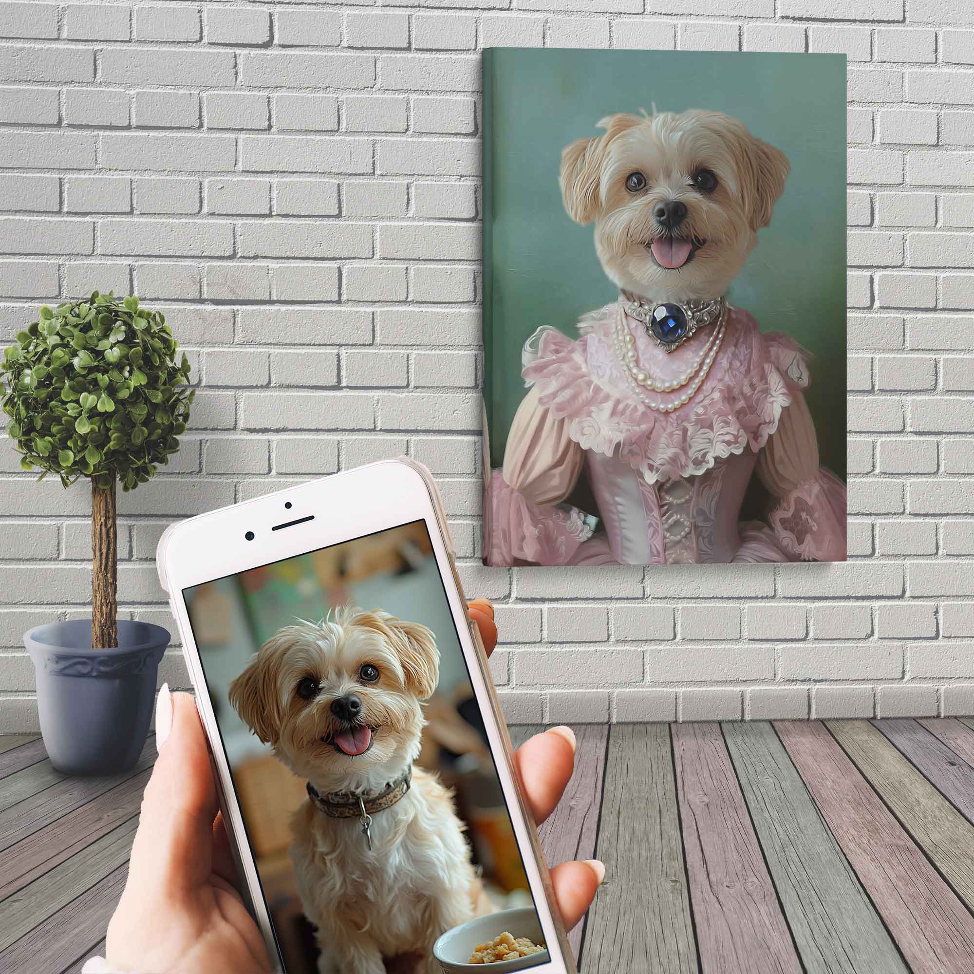 Princess Pet Portrait Canvas, Custom Cat / Dog Painting, Canvas Portrait From Photo - WallArtPrints4U