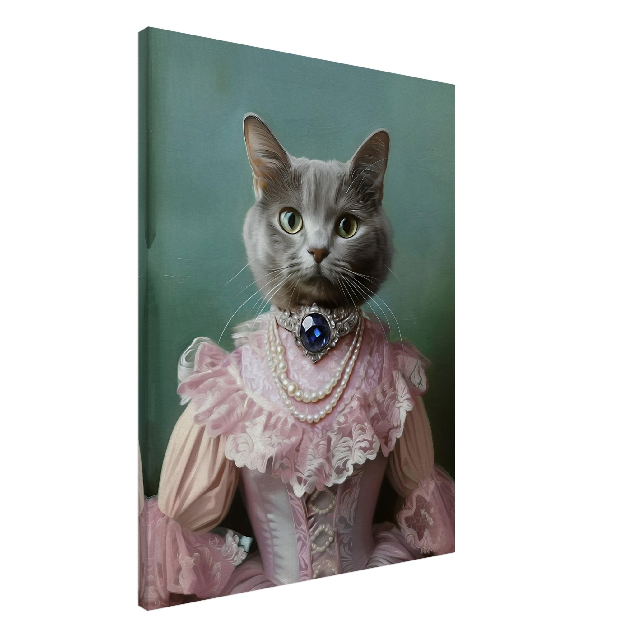 Princess Pet Portrait Canvas, Custom Cat / Dog Painting, Canvas Portrait From Photo - WallArtPrints4U