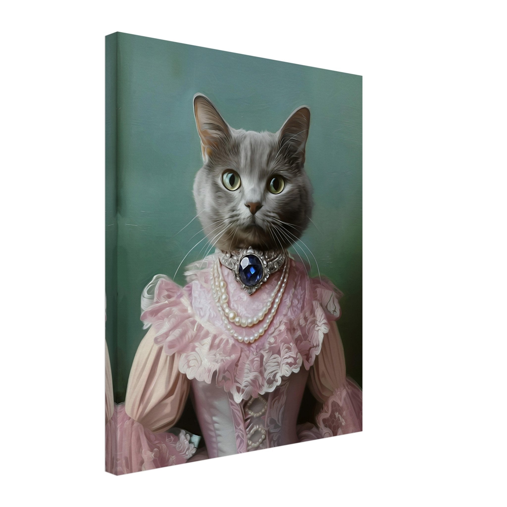 Princess Pet Portrait Canvas, Custom Cat / Dog Painting, Canvas Portrait From Photo - WallArtPrints4U