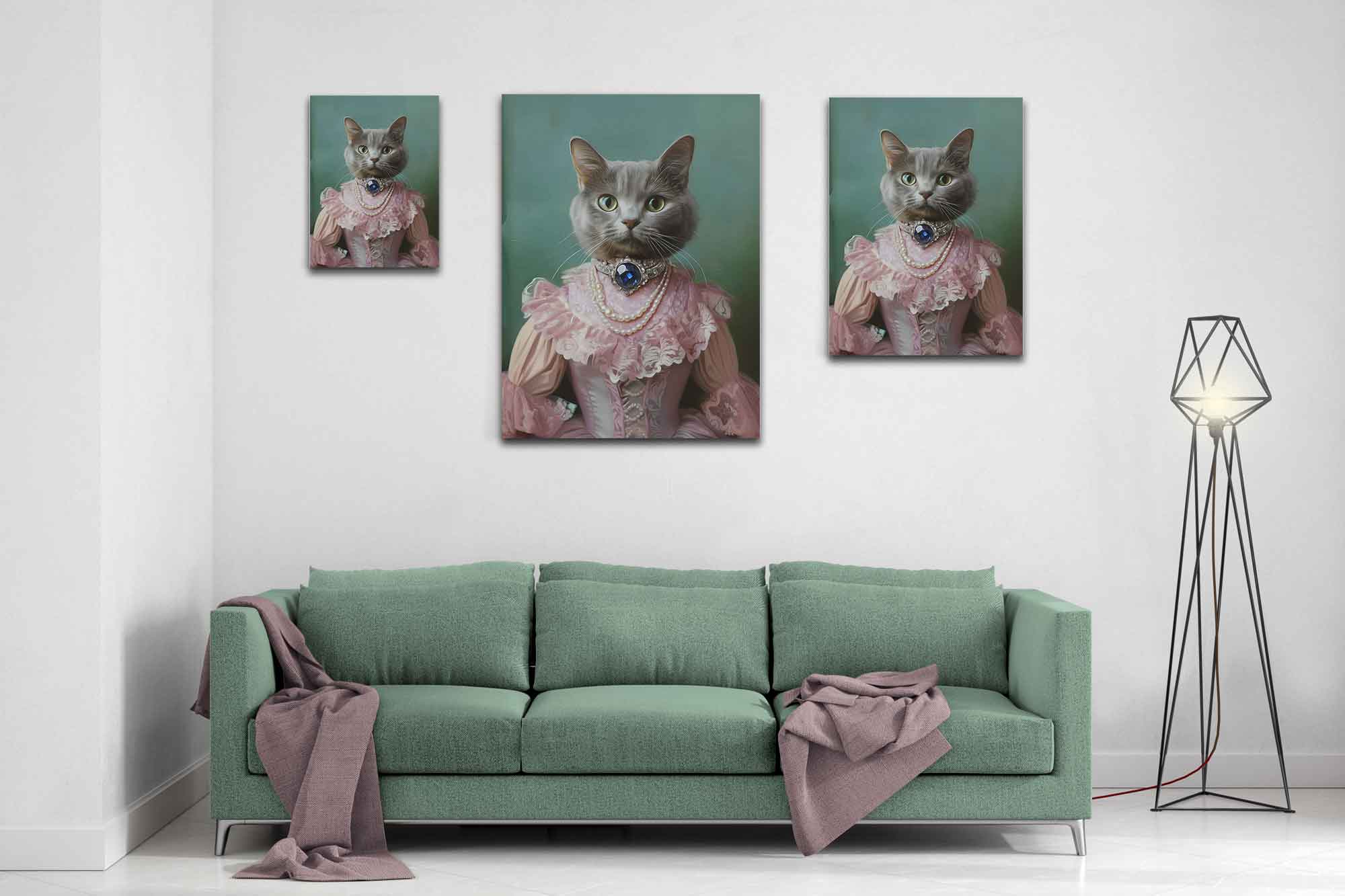 Princess Pet Portrait Canvas, Custom Cat / Dog Painting, Canvas Portrait From Photo - WallArtPrints4U