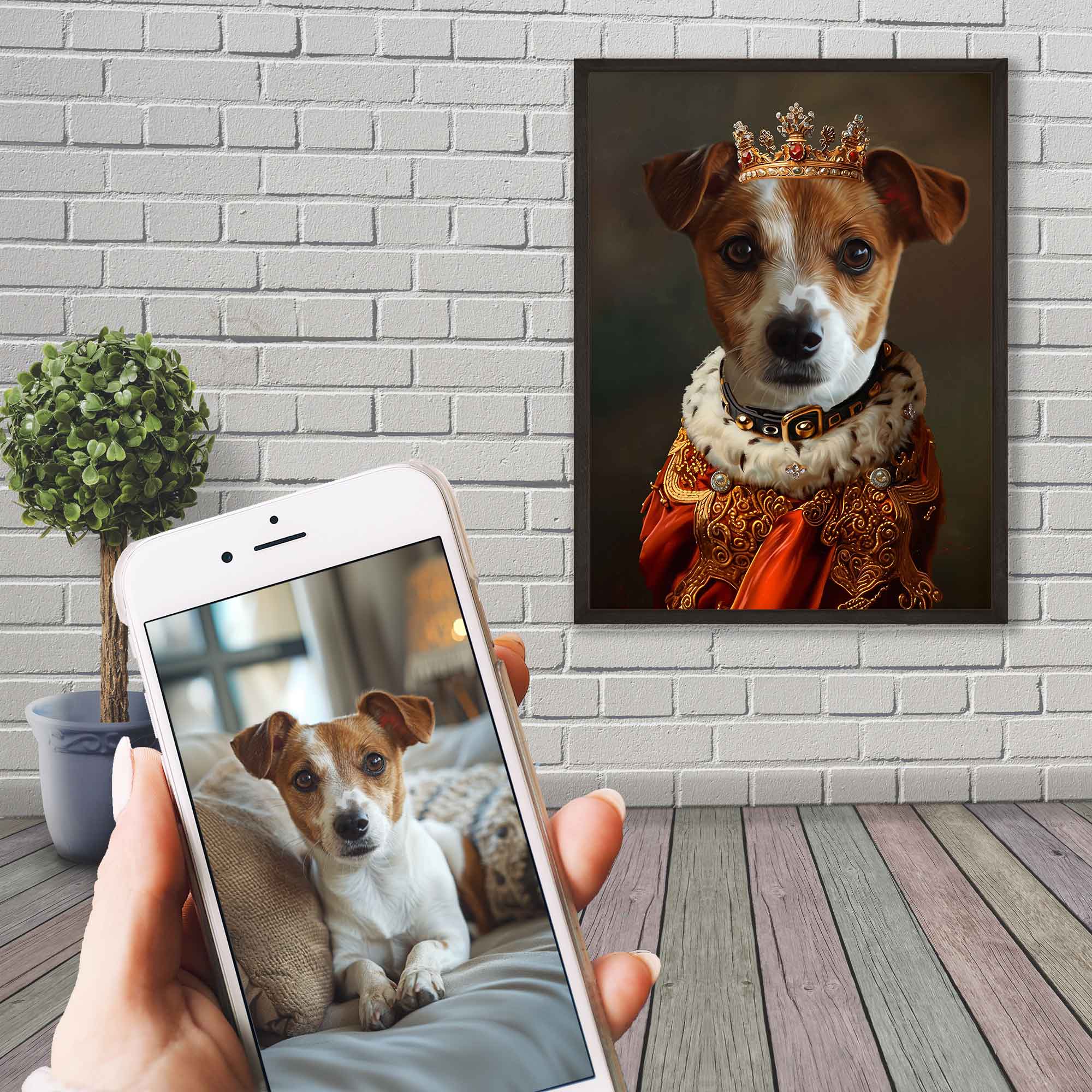 Renaissance Pet Portrait Framed Custom Print, Dog Portrait From Photo - WallArtPrints4U