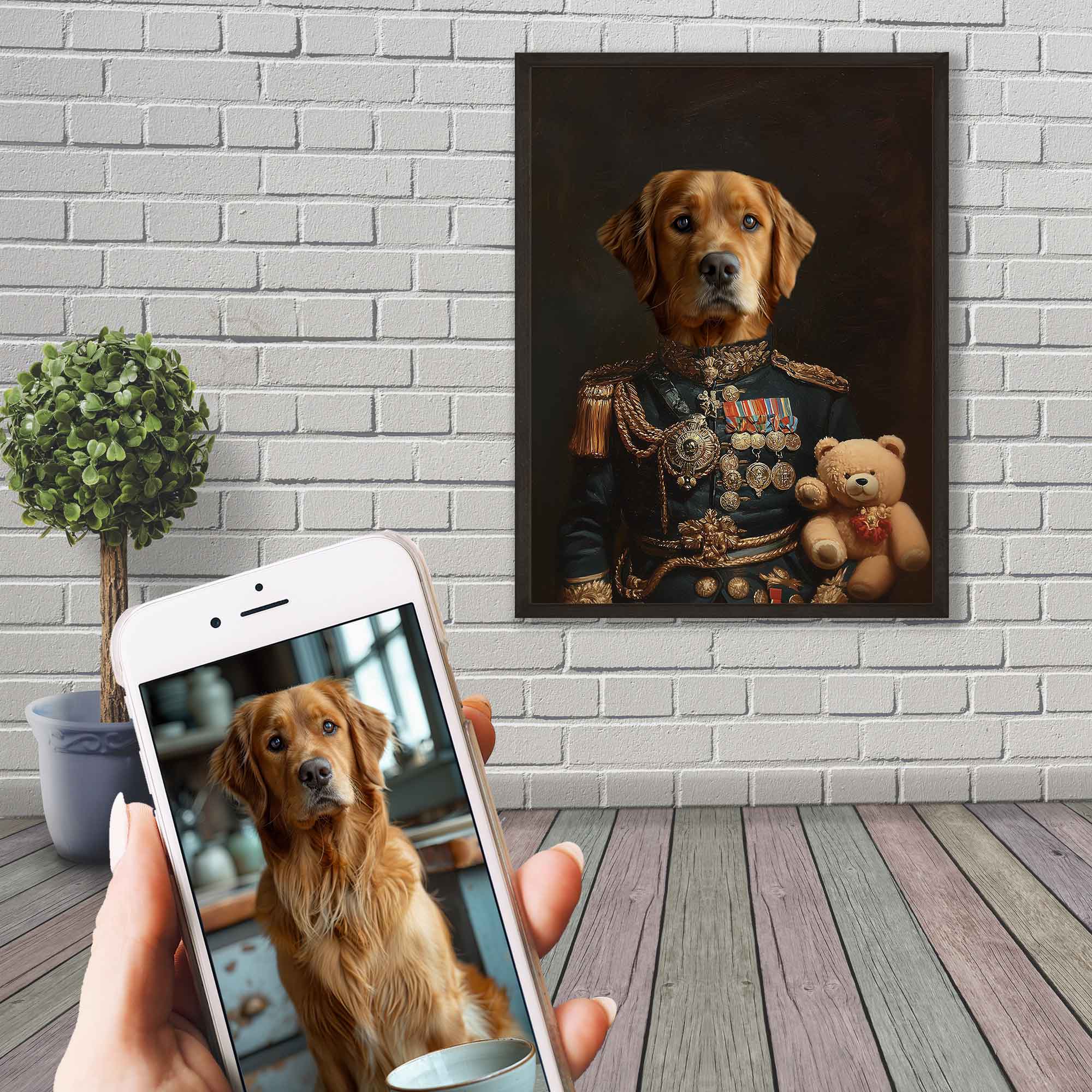 Renaissance Pet Portrait Framed Custom Print, Dog Portrait From Photo - WallArtPrints4U