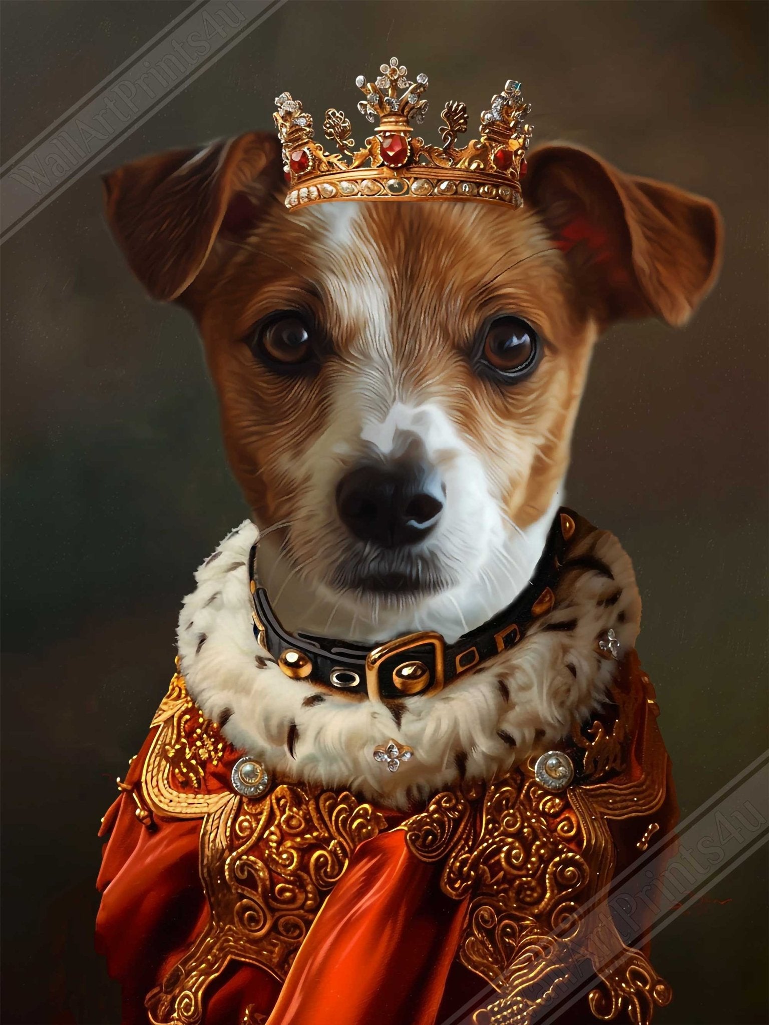 Royal Pet Portrait Canvas Custom Print, Dog Portrait From Photo - WallArtPrints4U