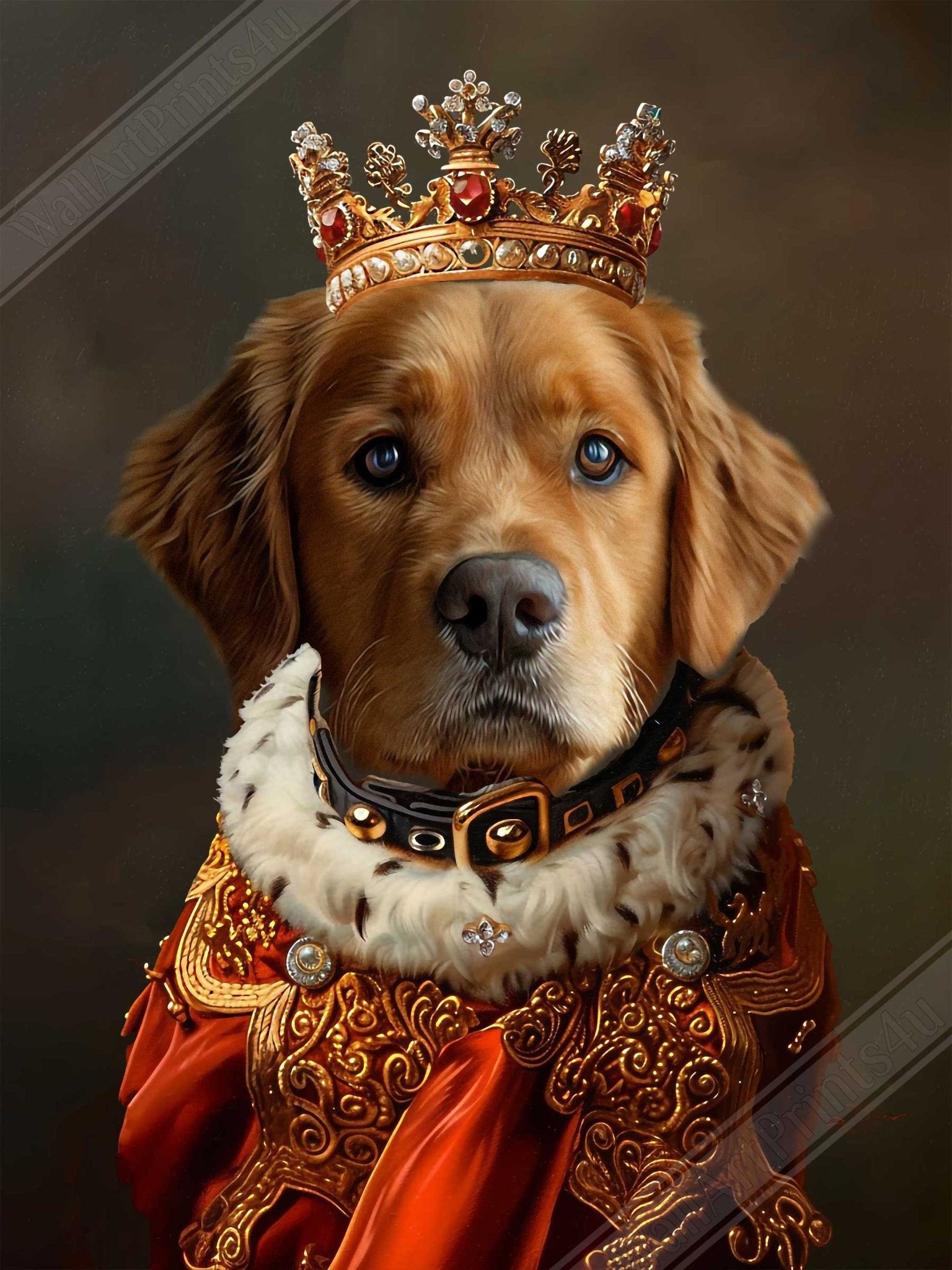 Royal Pet Portrait Canvas Custom Print, Dog Portrait From Photo - WallArtPrints4U