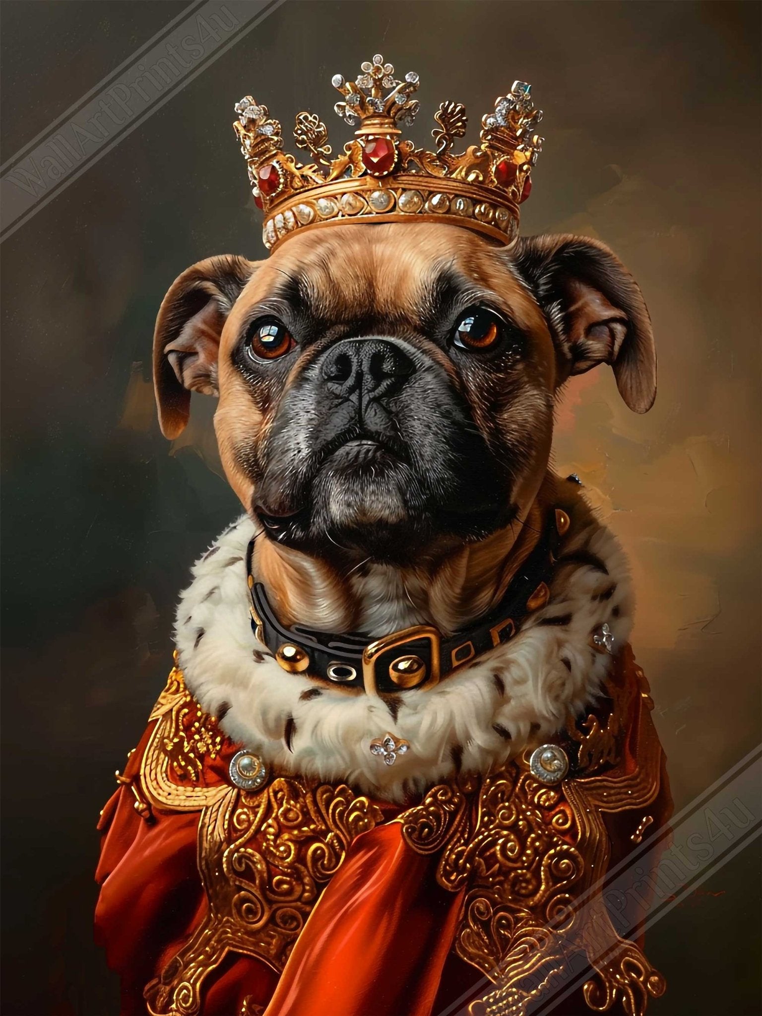 Royal Pet Portrait Canvas Custom Print, Dog Portrait From Photo - WallArtPrints4U