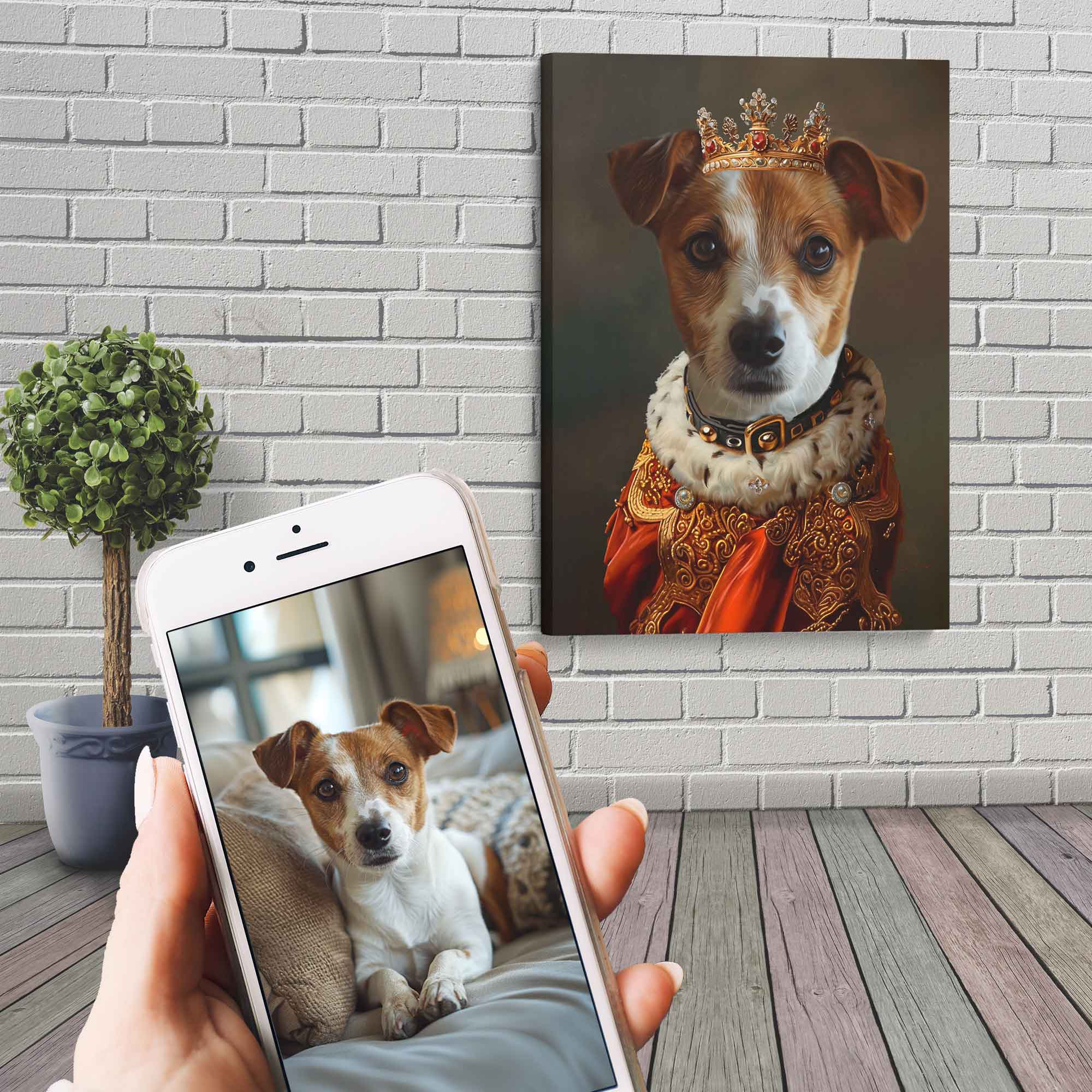 Royal Pet Portrait Canvas Custom Print, Dog Portrait From Photo - WallArtPrints4U