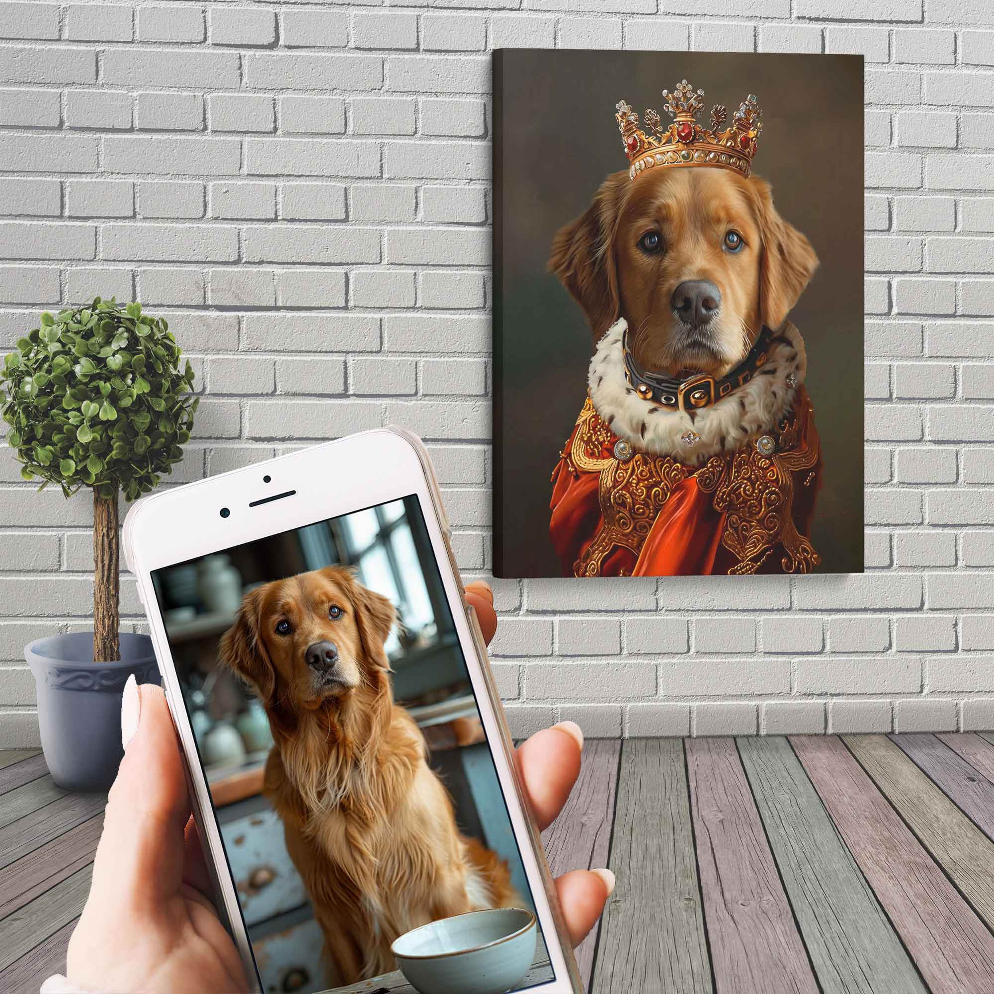 Royal Pet Portrait Canvas Custom Print, Dog Portrait From Photo - WallArtPrints4U