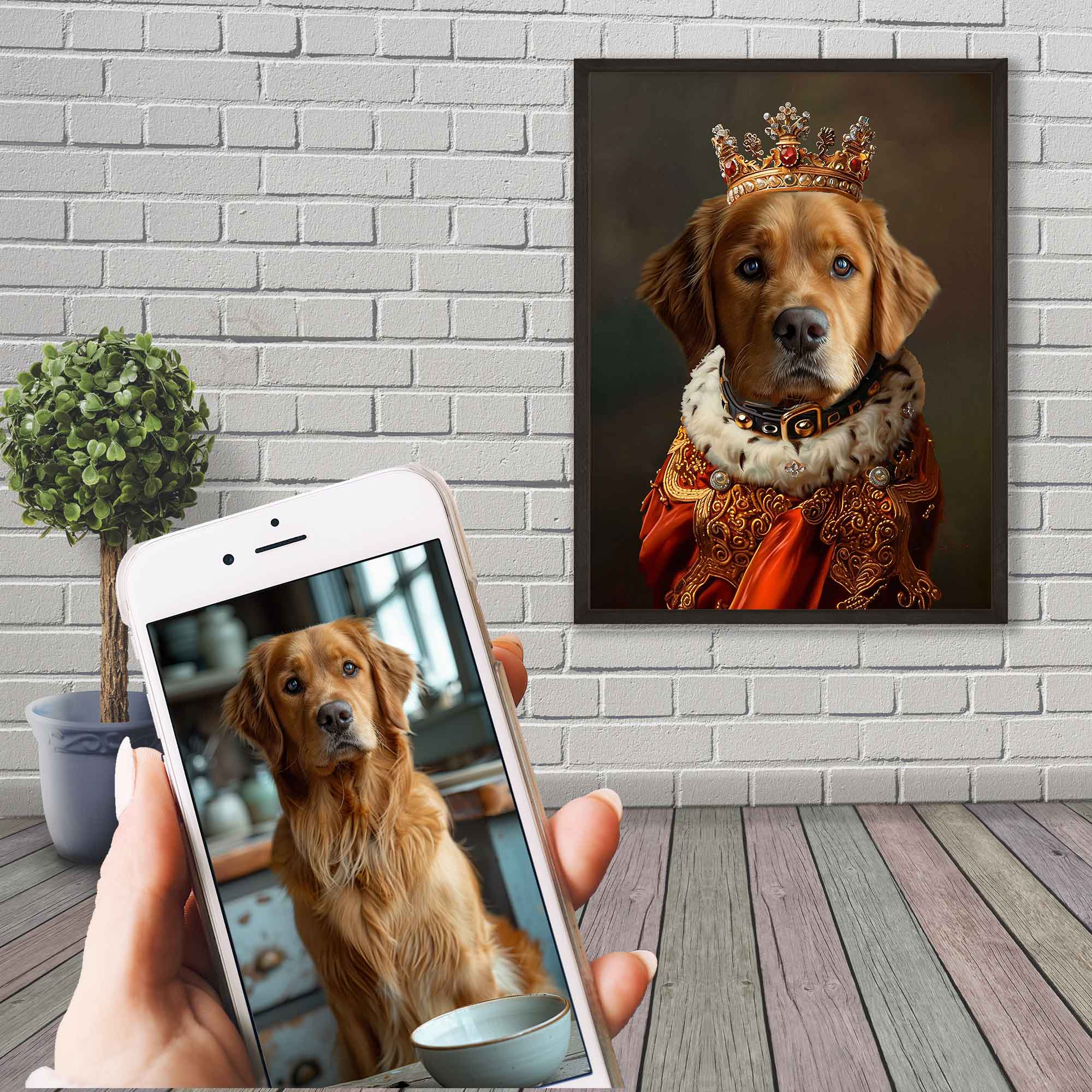 Royal Pet Portrait Custom Print. Dog Portrait From Photo Printable Digital Download. - WallArtPrints4U