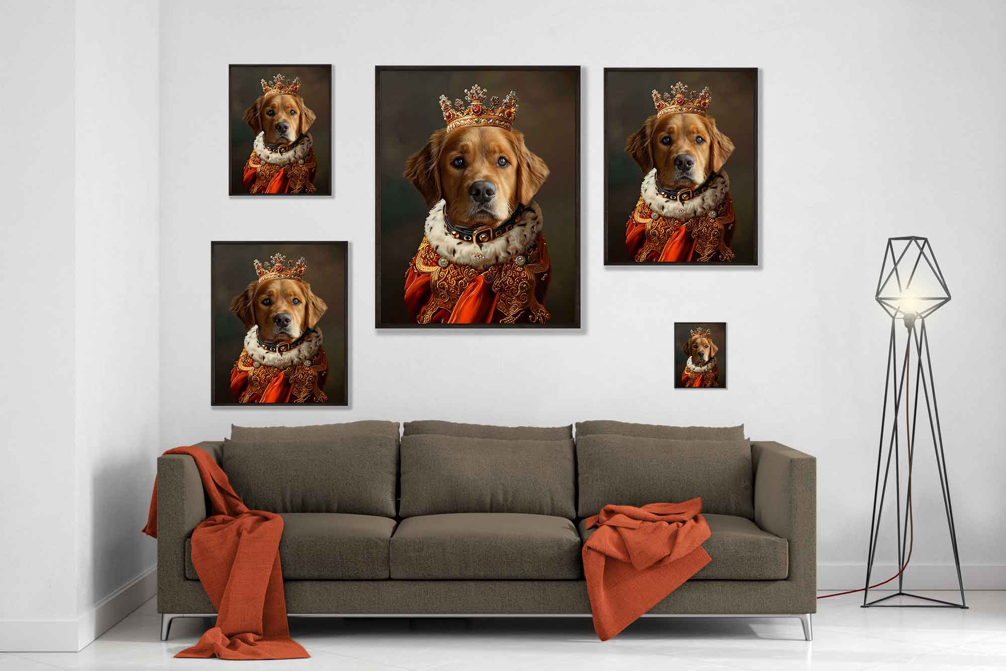 Royal Pet Portrait Framed Custom Print, Dog Portrait From Photo - WallArtPrints4U