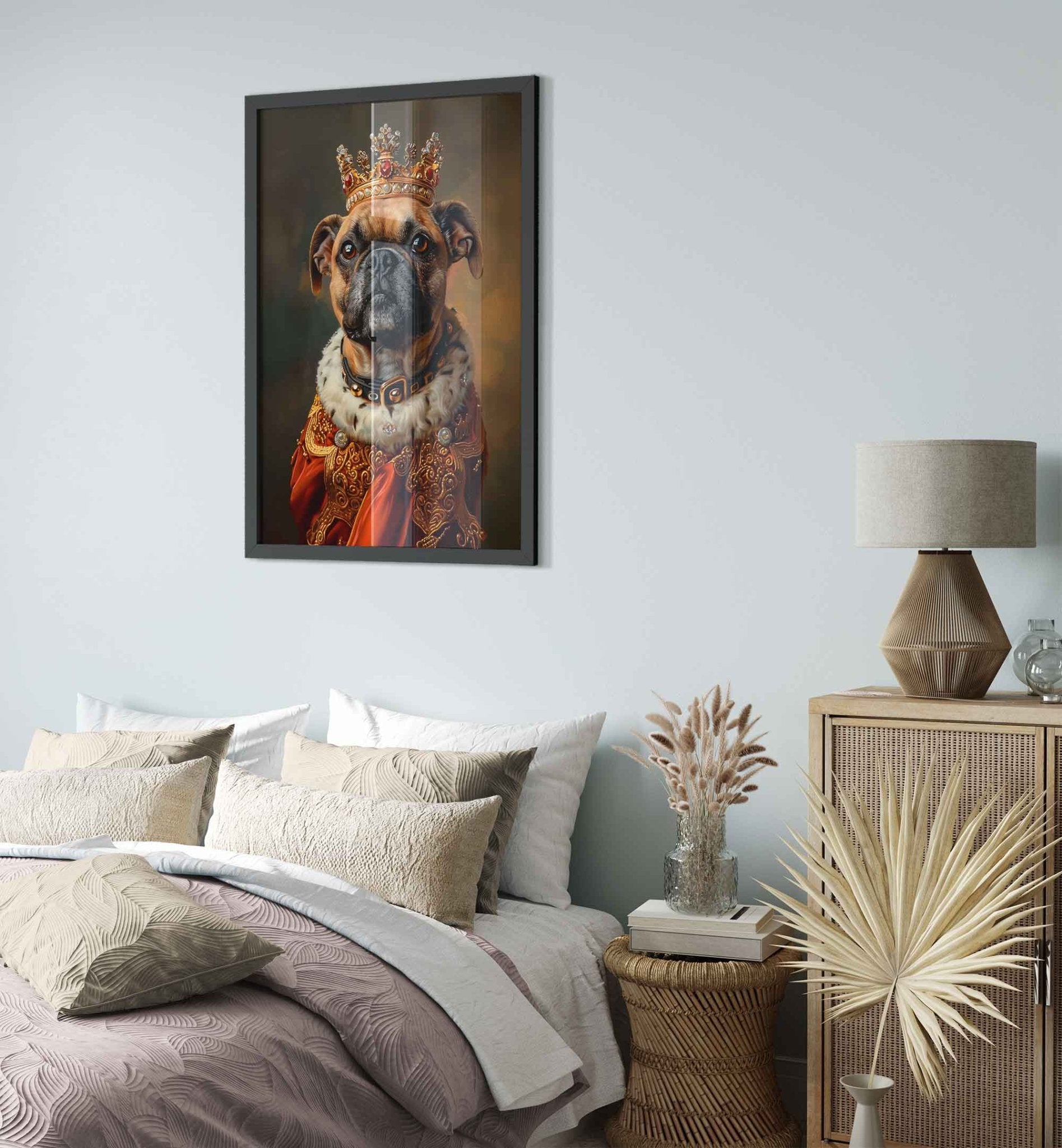 Royal Pet Portrait Framed Custom Print, Dog Portrait From Photo - WallArtPrints4U