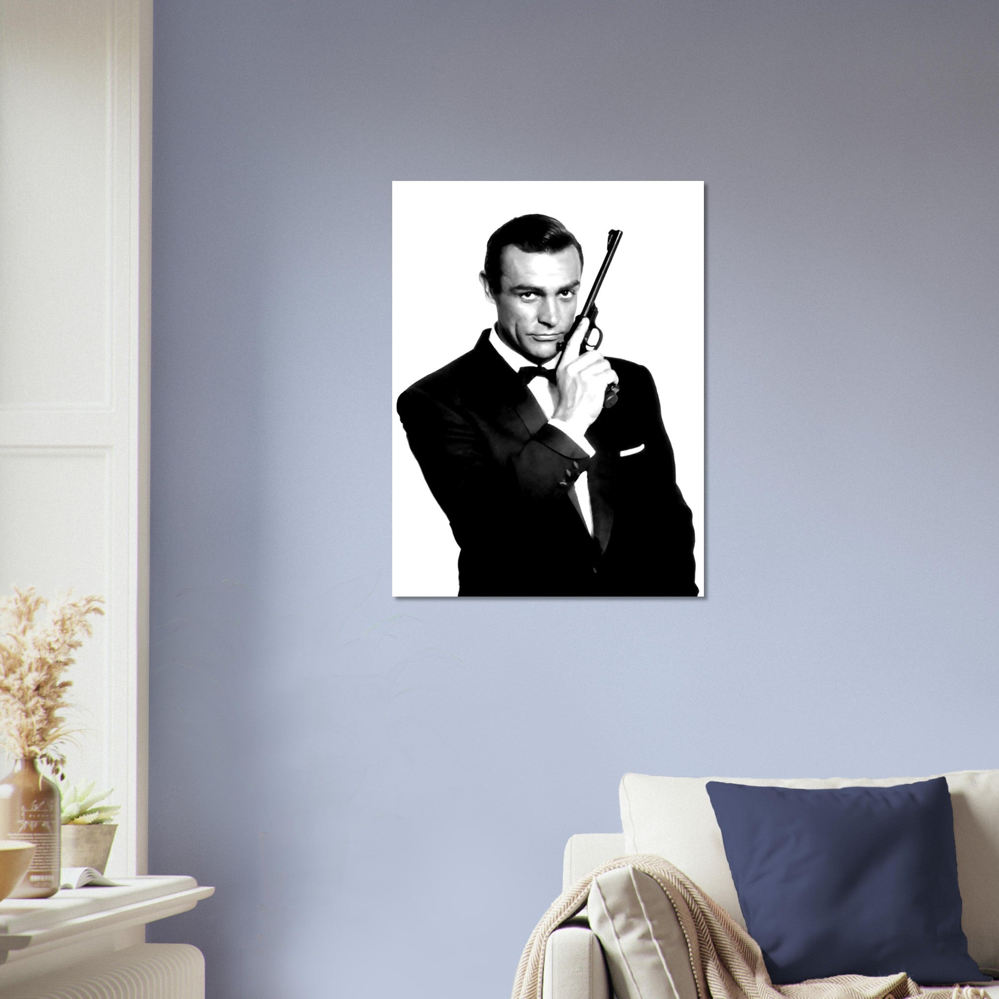 Sean Connery Poster, James Bond With Gun Poster, Vintage Photo Portrait - Sean Connery Print - WallArtPrints4U