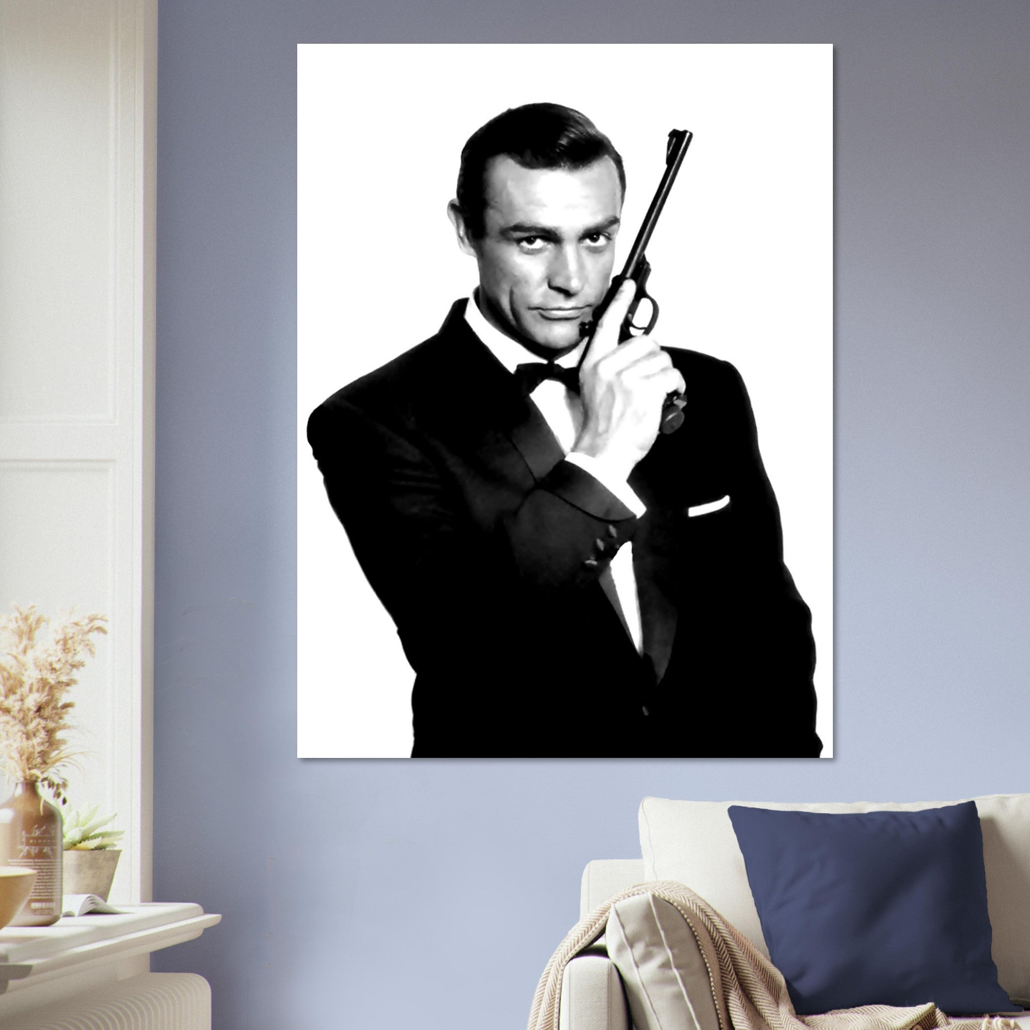 Sean Connery Poster, James Bond With Gun Poster, Vintage Photo Portrait - Sean Connery Print - WallArtPrints4U
