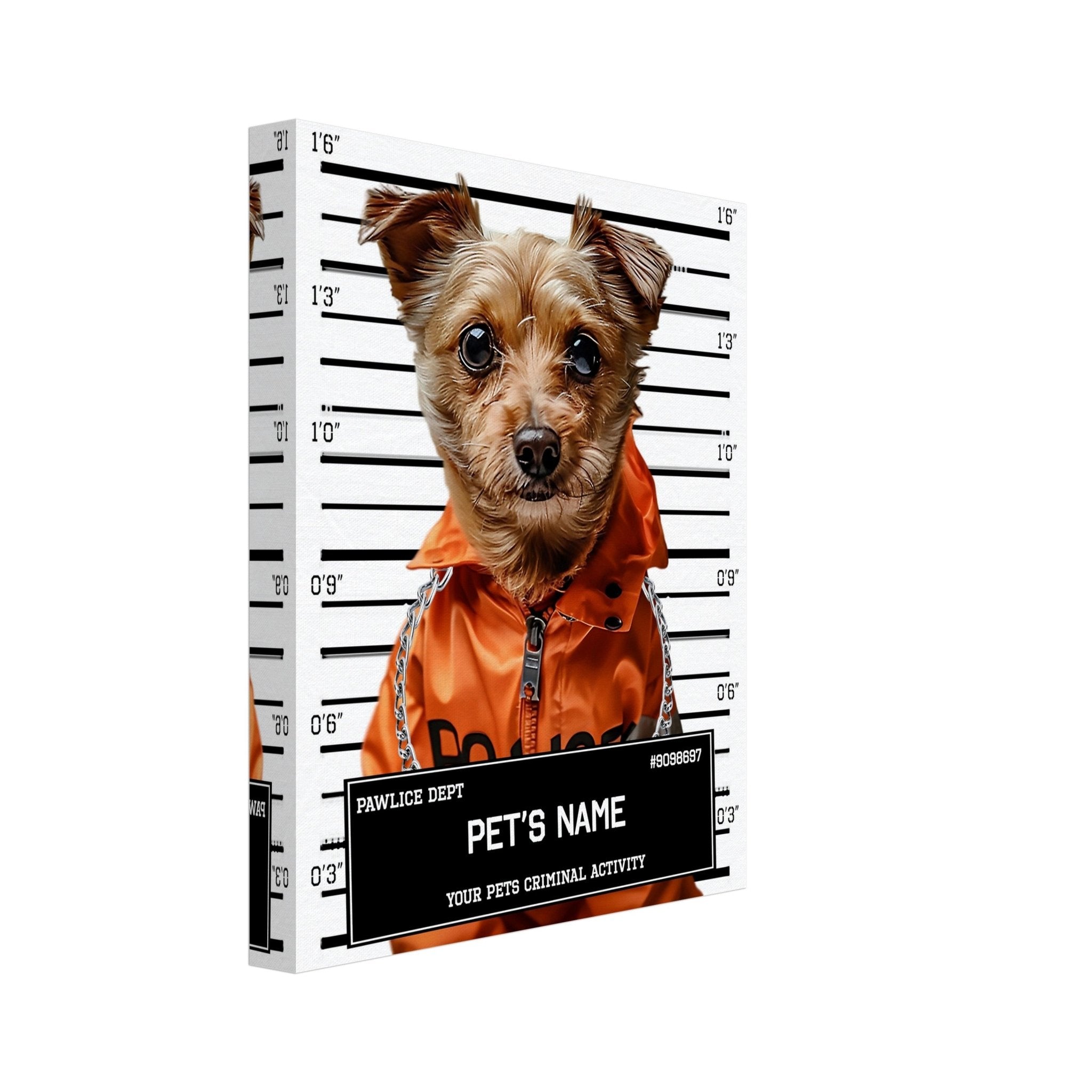 Small Dog Portrait Canvas Custom Print, Police Mugshot, Pet Criminal Canvas - WallArtPrints4U