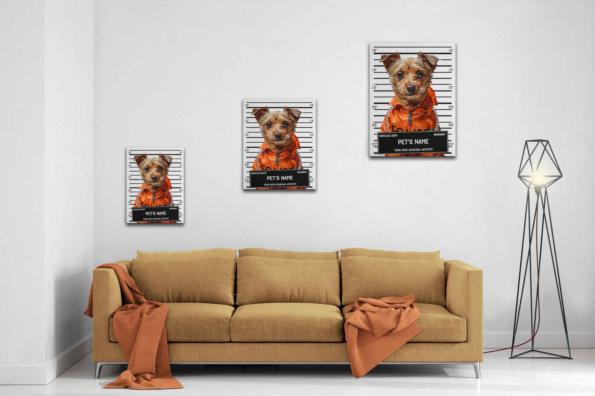 Small Dog Portrait Canvas Custom Print, Police Mugshot, Pet Criminal Canvas - WallArtPrints4U