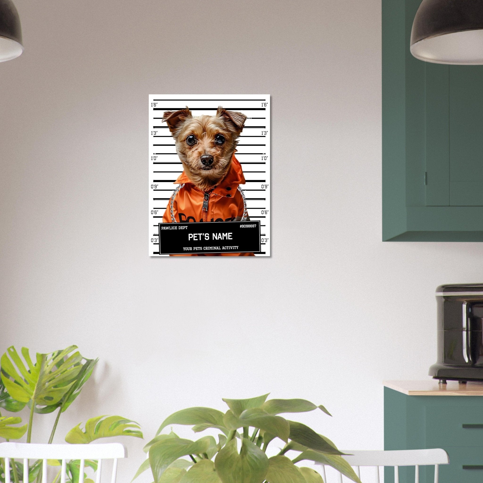 Small Dog Portrait Poster Custom Print, Police Mugshot, Pet Criminal Poster - WallArtPrints4U