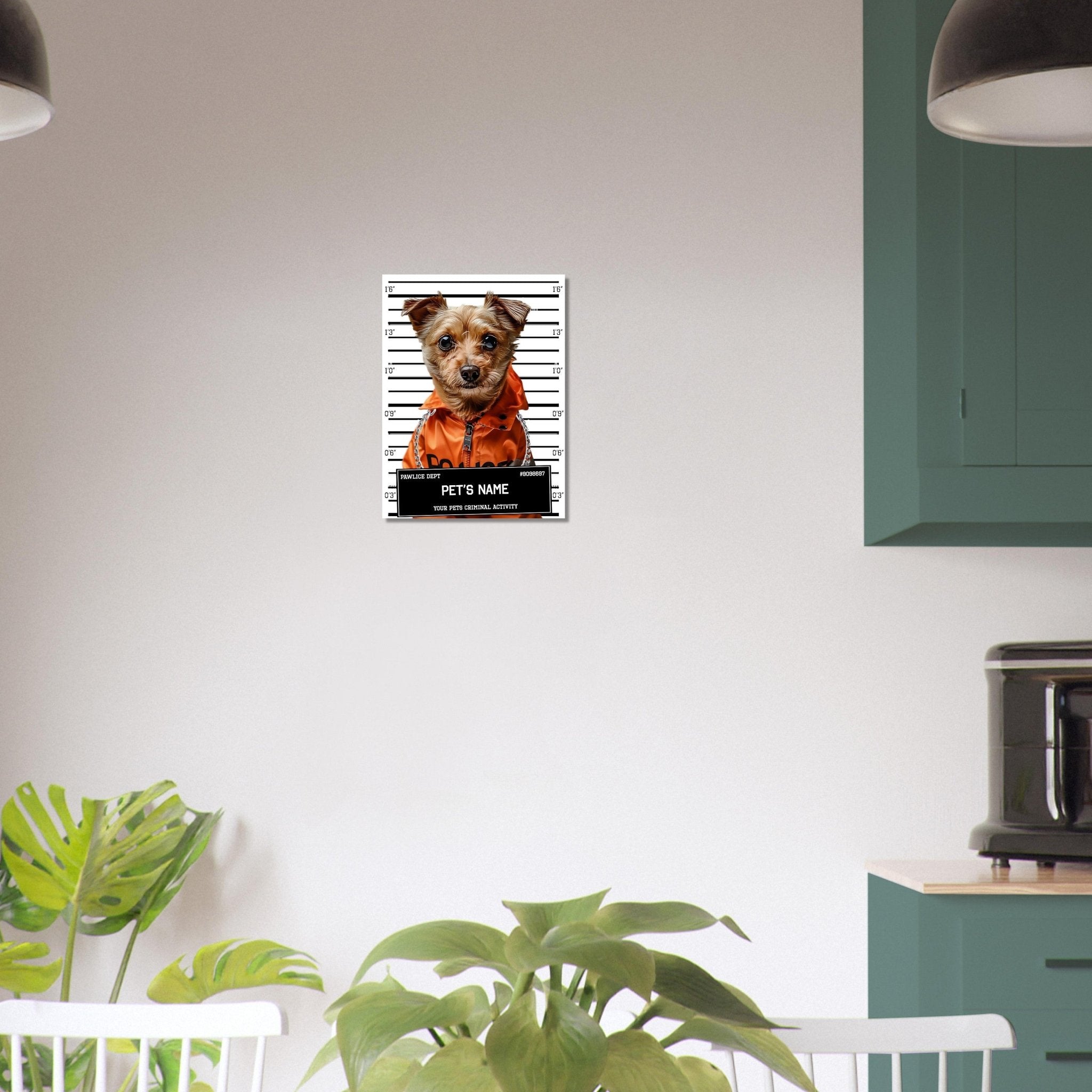 Small Dog Portrait Poster Custom Print, Police Mugshot, Pet Criminal Poster - WallArtPrints4U