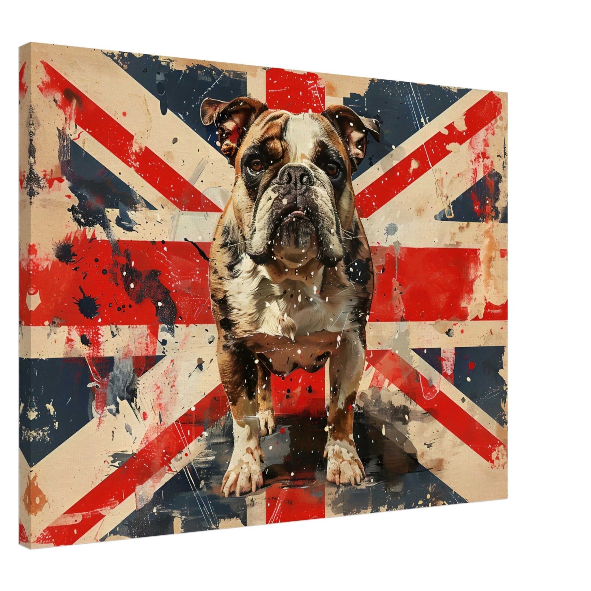 Union Jack Canvas, Bulldog British Flag Canvas Print, UK Flag Wall Art - WallArtPrints4U