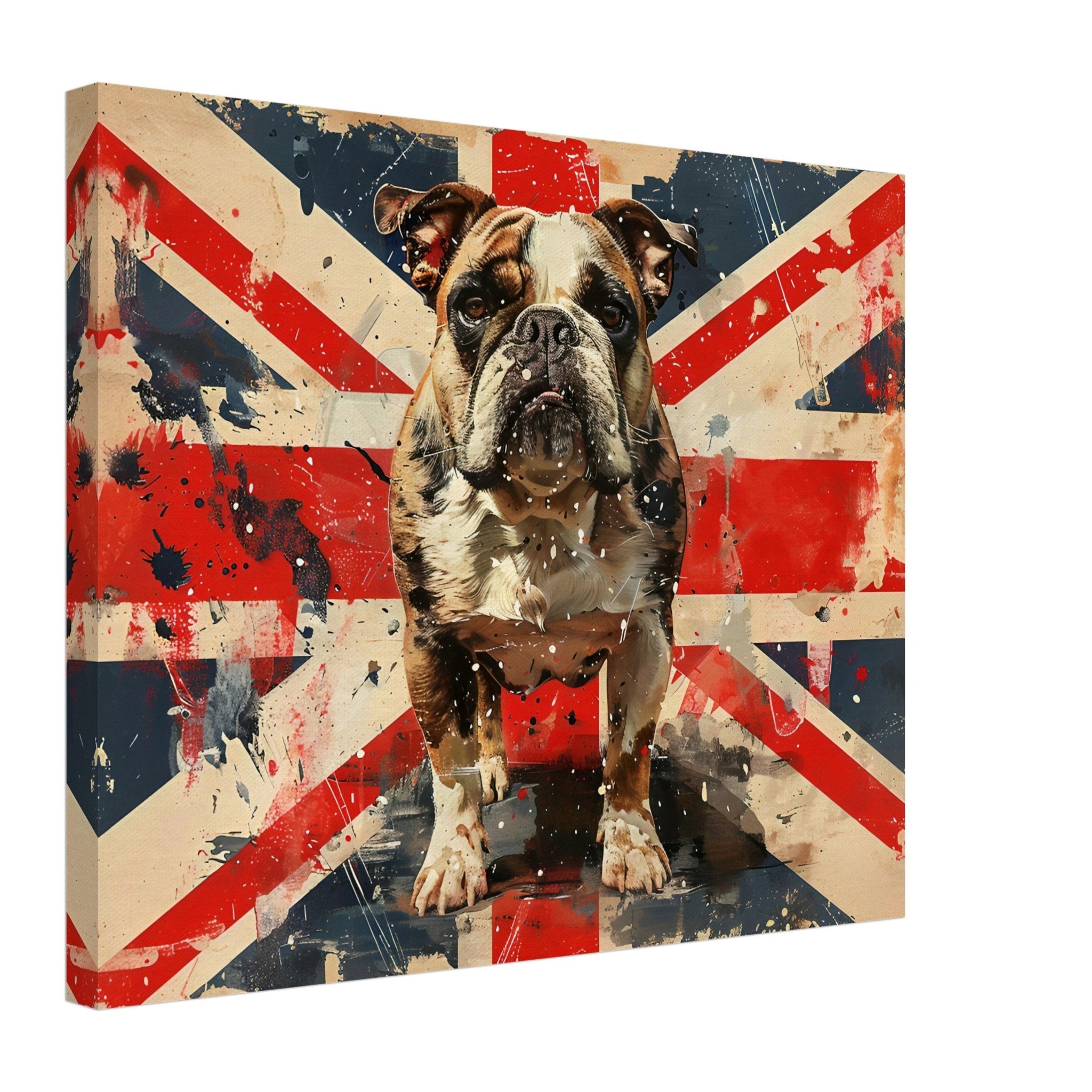 Union Jack Canvas, Bulldog British Flag Canvas Print, UK Flag Wall Art - WallArtPrints4U