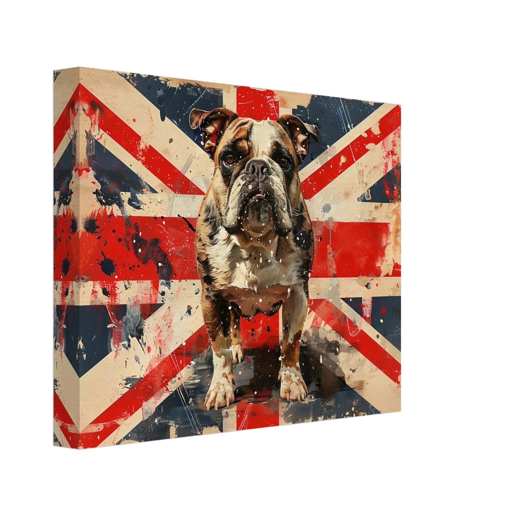 Union Jack Canvas, Bulldog British Flag Canvas Print, UK Flag Wall Art - WallArtPrints4U