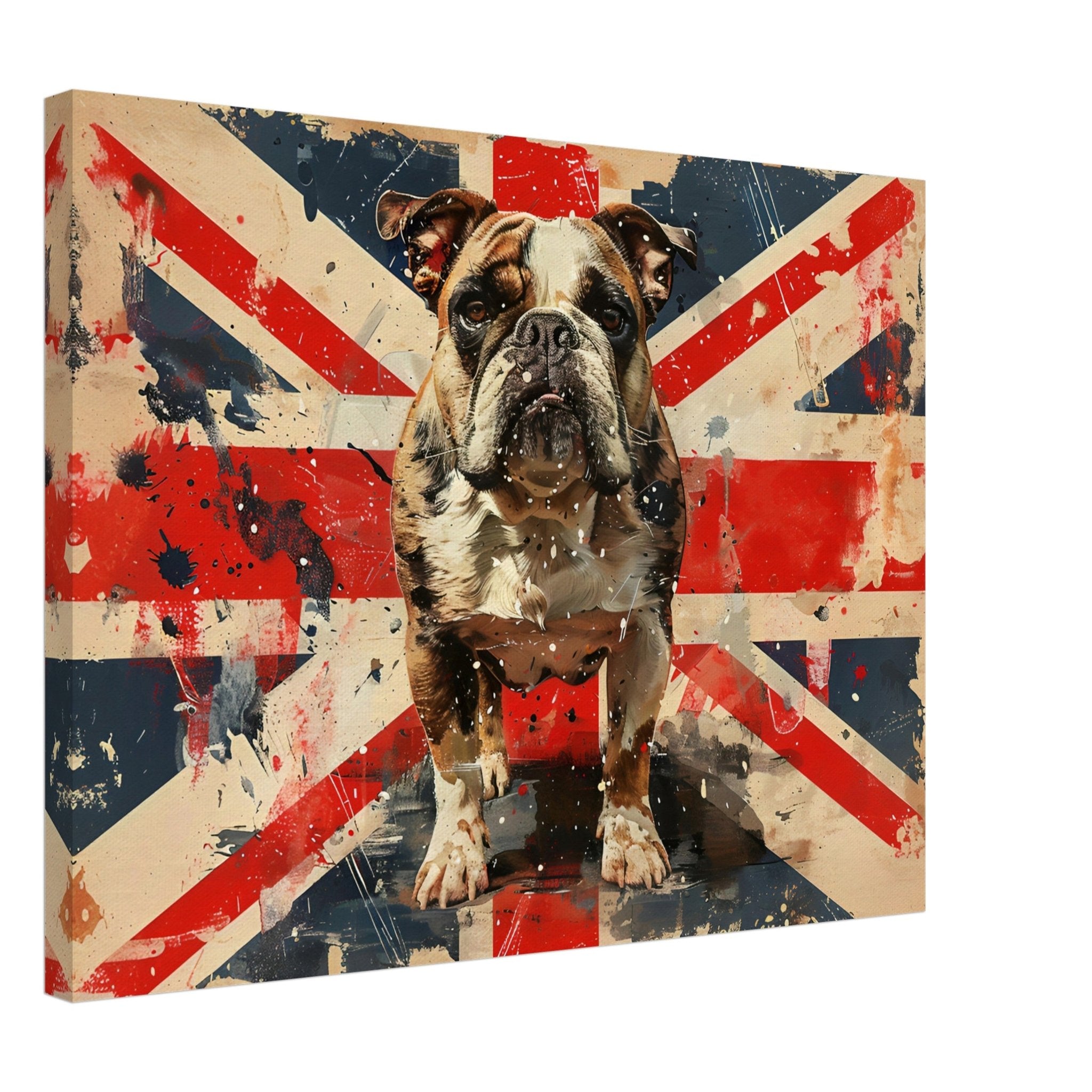 Union Jack Canvas, Bulldog British Flag Canvas Print, UK Flag Wall Art - WallArtPrints4U