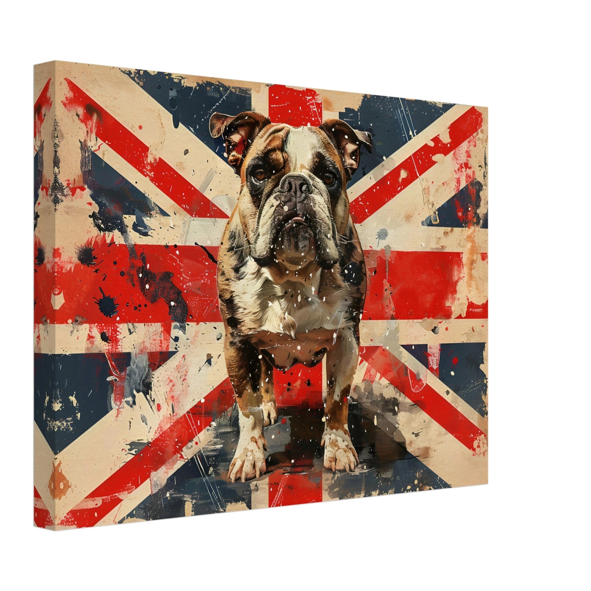 Union Jack Canvas, Bulldog British Flag Canvas Print, UK Flag Wall Art - WallArtPrints4U