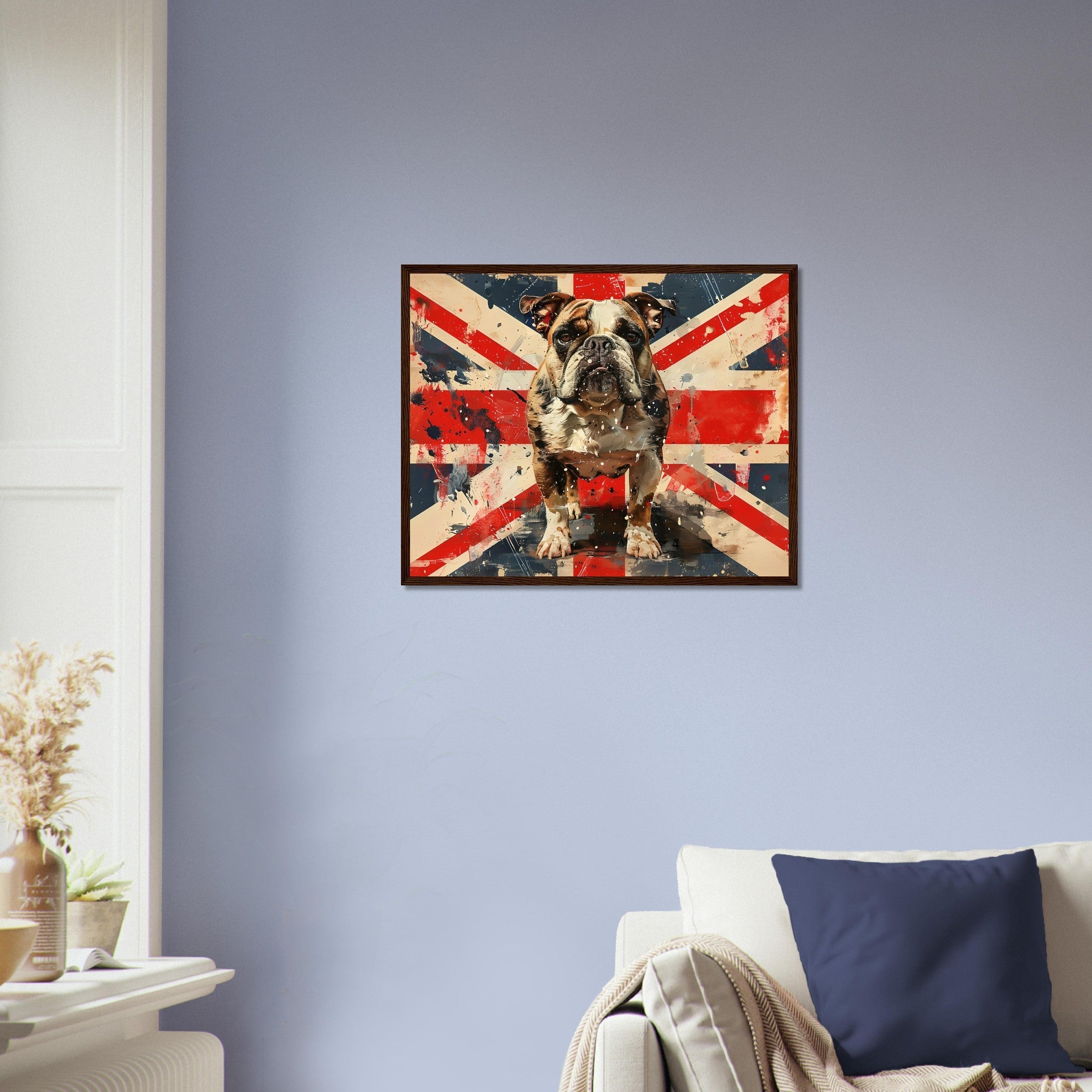 Union Jack Flag Framed Print, Bulldog British Flag Framed, UK Flag Wall Art - WallArtPrints4U