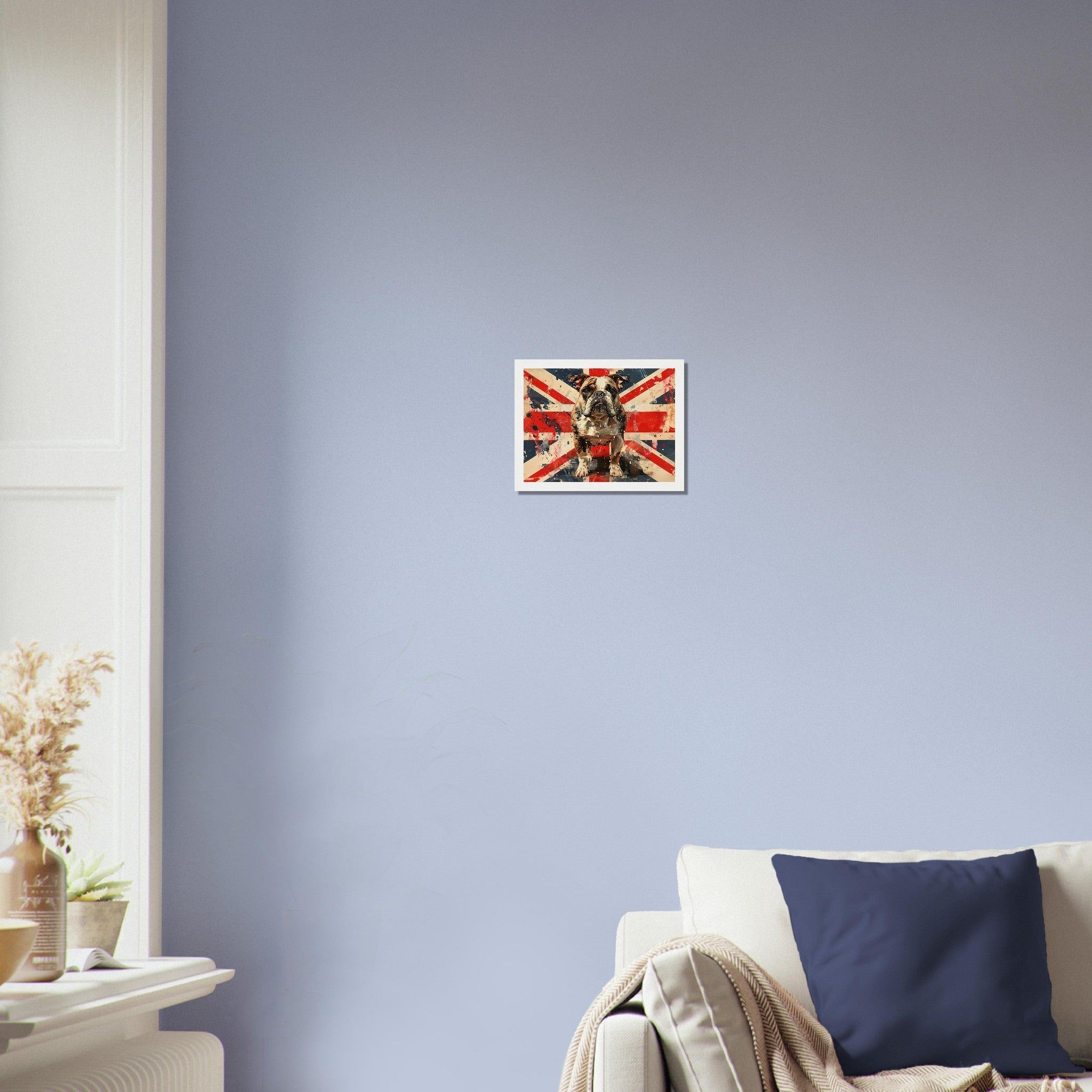 Union Jack Flag Framed Print, Bulldog British Flag Framed, UK Flag Wall Art - WallArtPrints4U