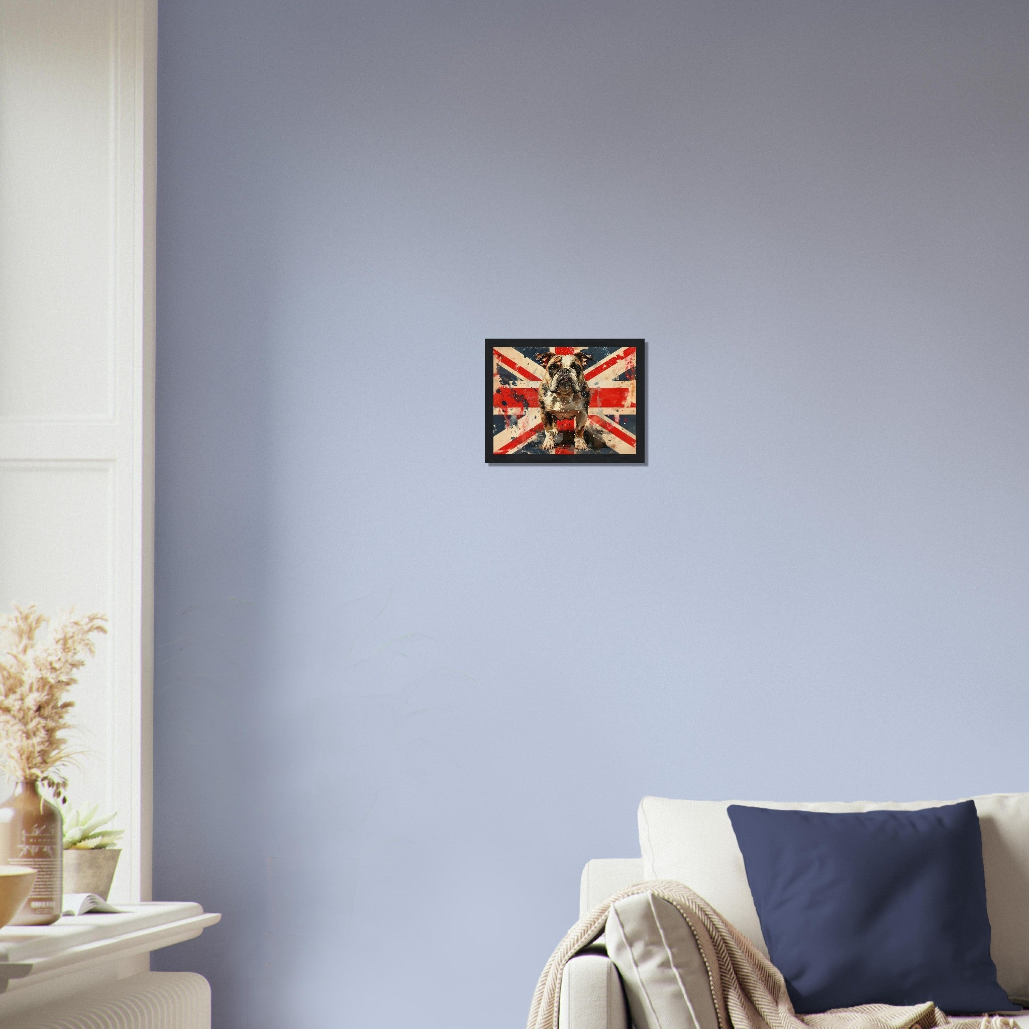 Union Jack Flag Framed Print, Bulldog British Flag Framed, UK Flag Wall Art - WallArtPrints4U