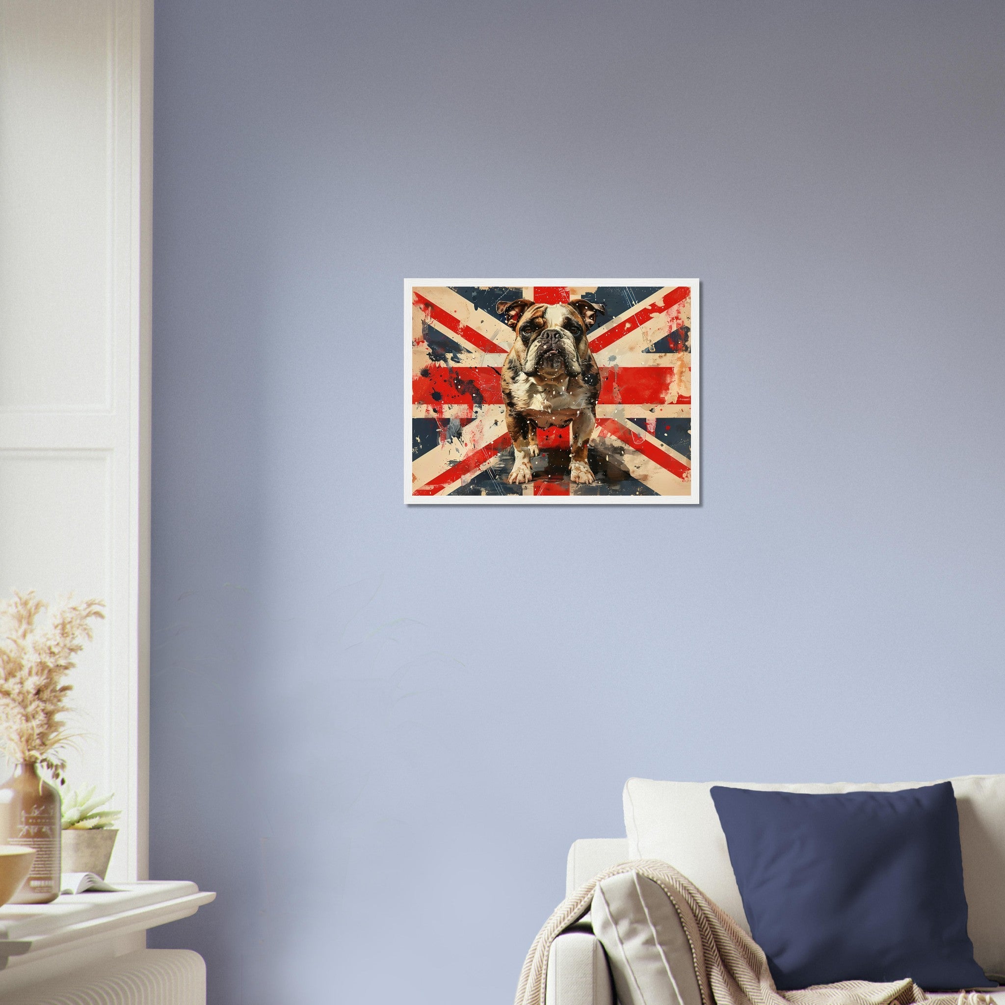 Union Jack Flag Framed Print, Bulldog British Flag Framed, UK Flag Wall Art - WallArtPrints4U