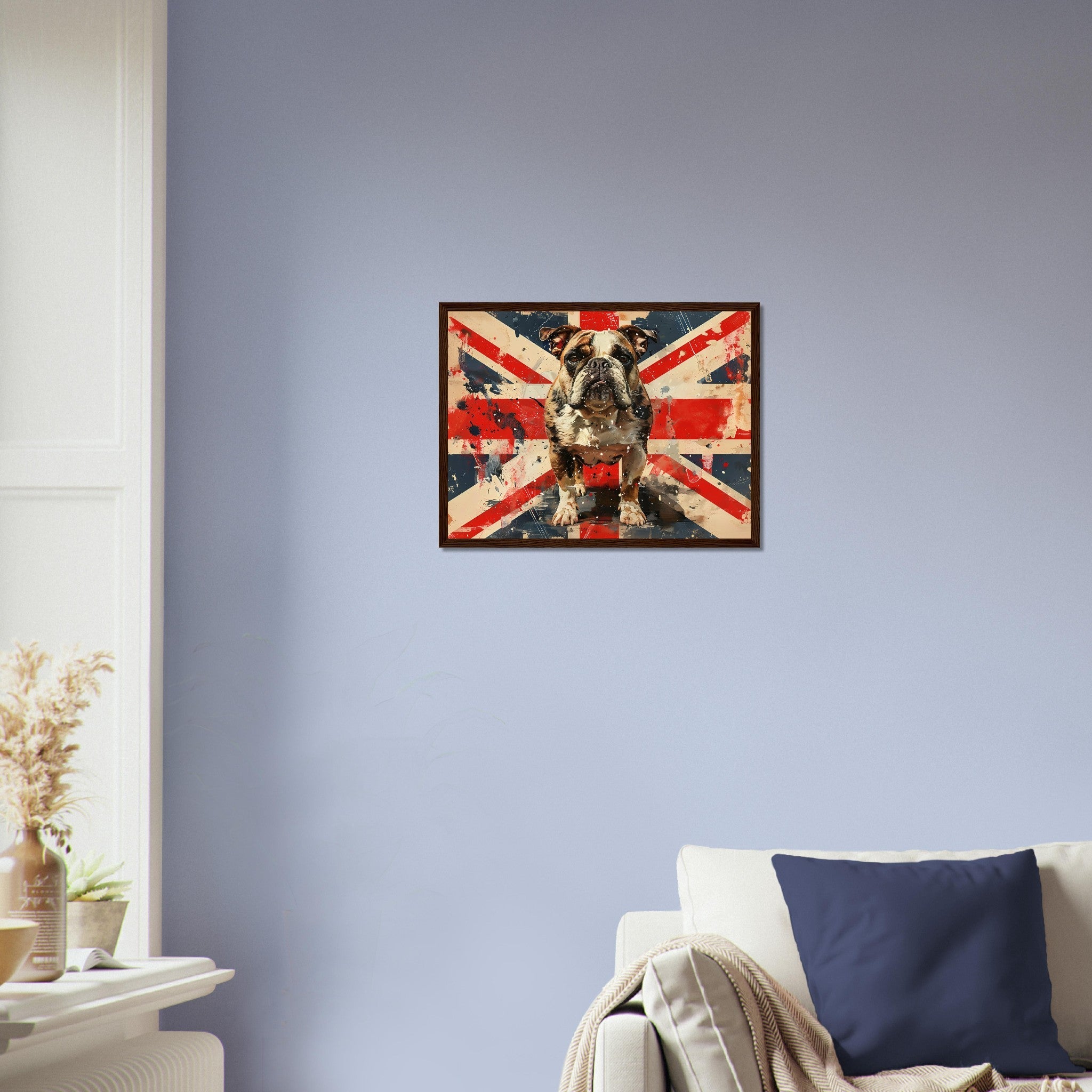 Union Jack Flag Framed Print, Bulldog British Flag Framed, UK Flag Wall Art - WallArtPrints4U