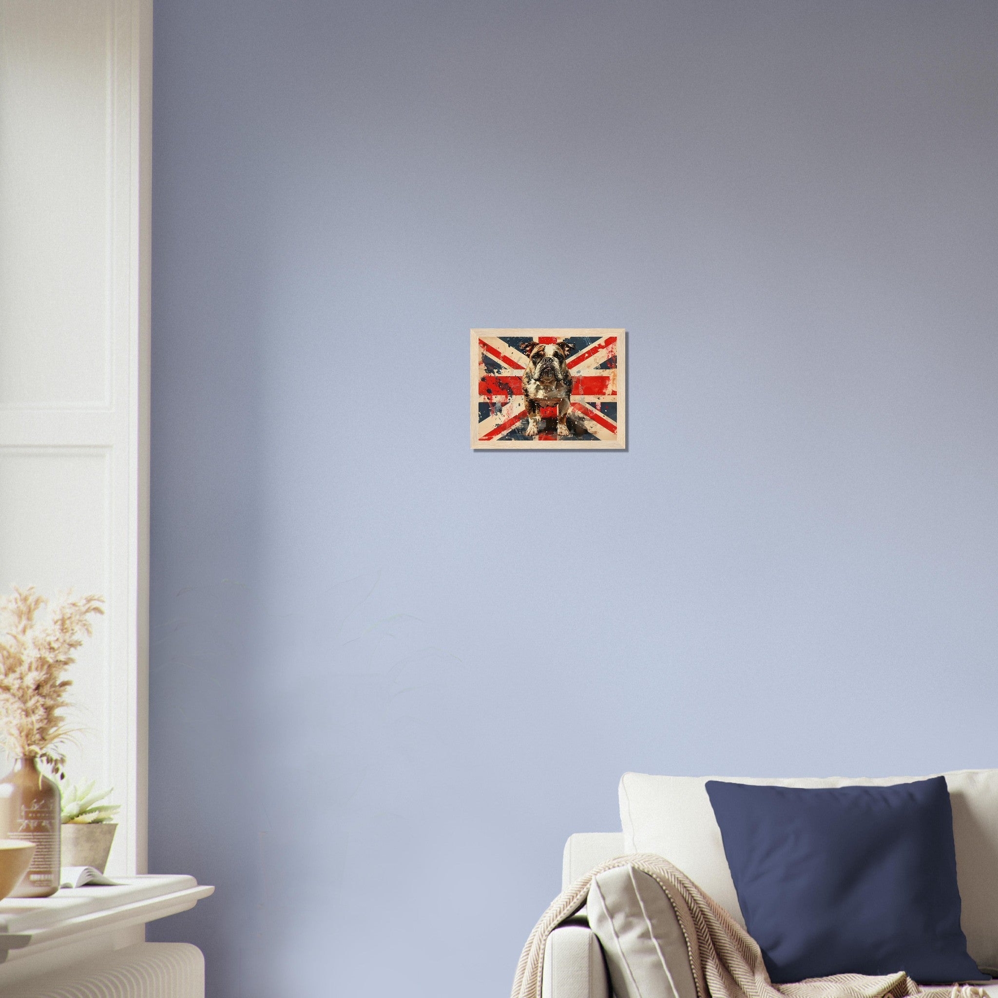 Union Jack Flag Framed Print, Bulldog British Flag Framed, UK Flag Wall Art - WallArtPrints4U