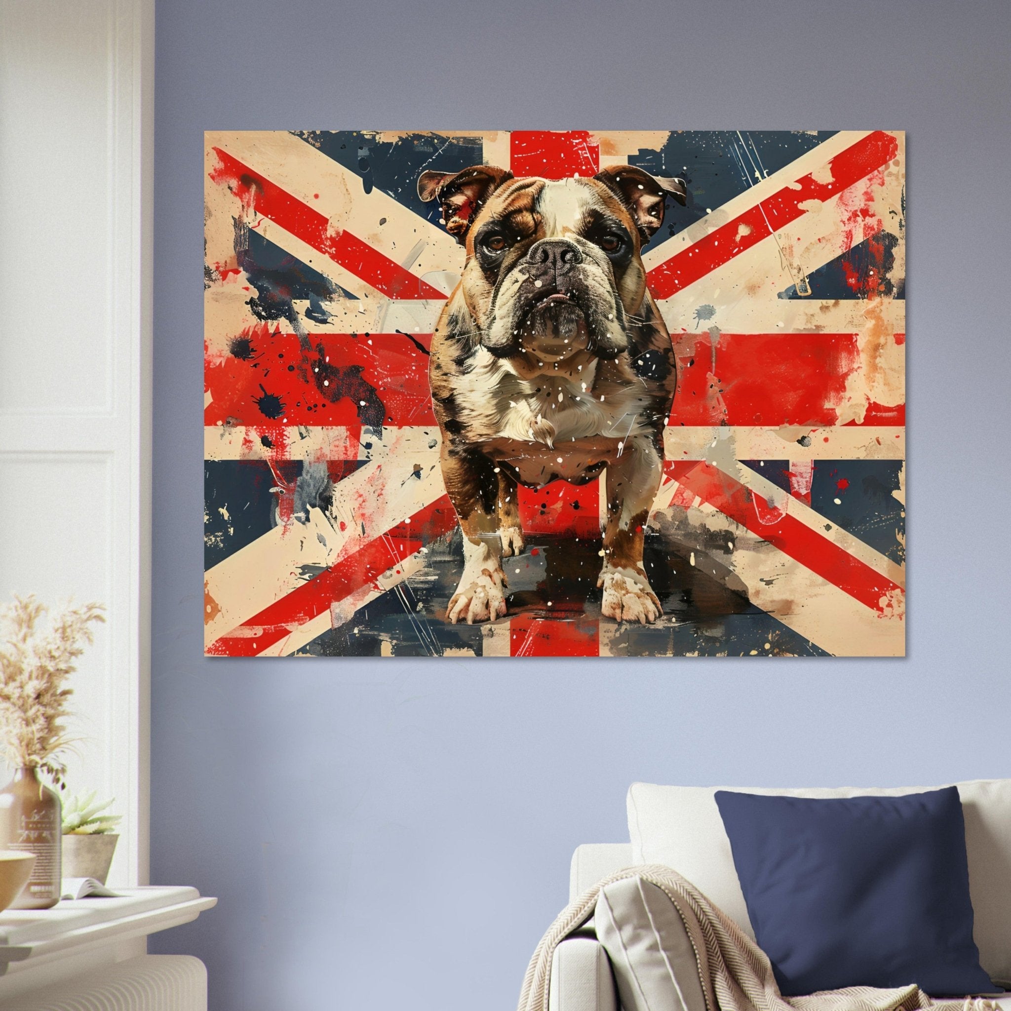 Union Jack Poster, Bulldog British Flag Poster Print, UK Flag Wall Art - WallArtPrints4U