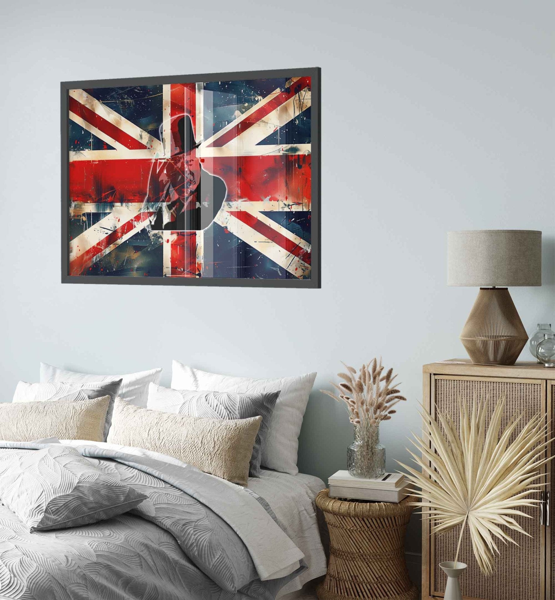 Vintage UK Union Jack Flag Digital Download With Winston Churchill – Grungy Distressed British Wall Art Printable - WallArtPrints4U