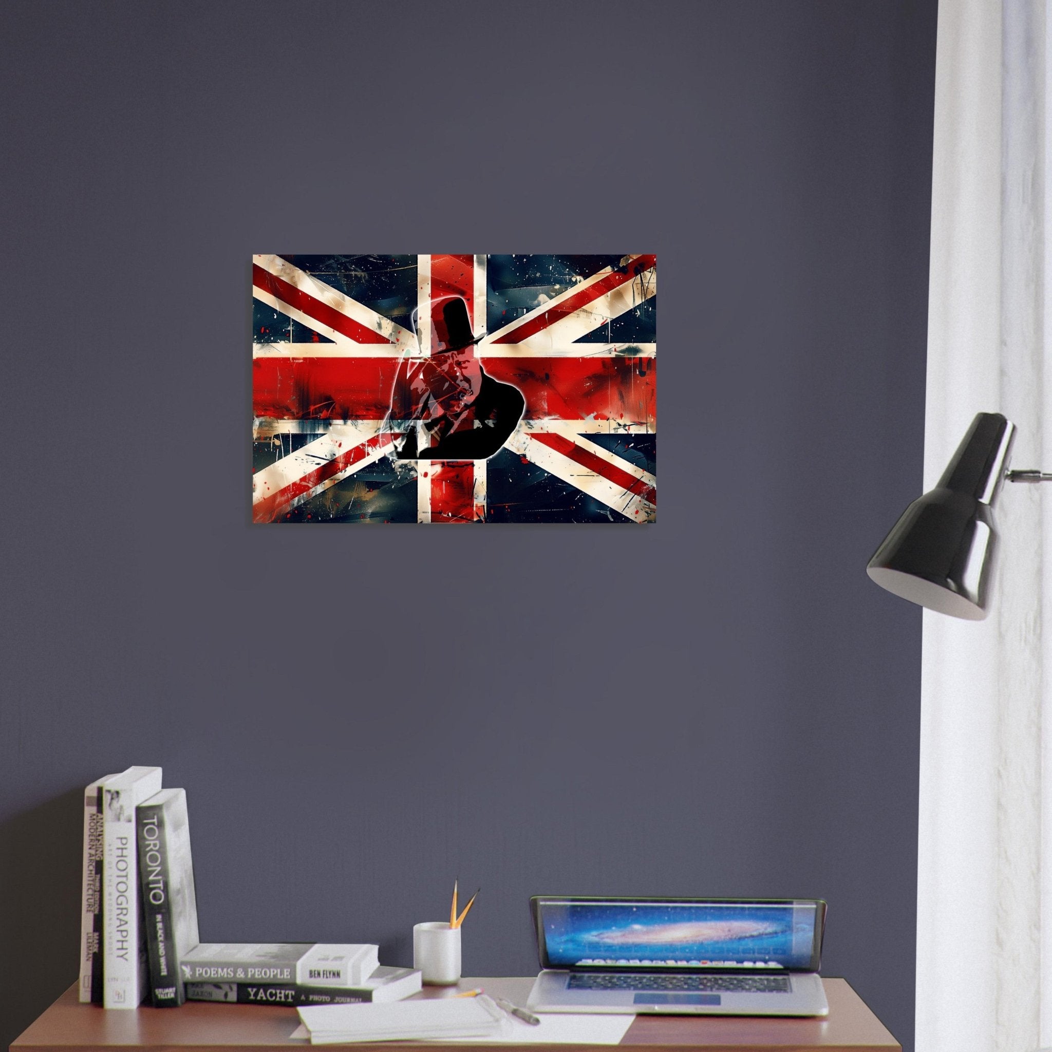 Vintage UK Union Jack Flag Print With Winston Churchill – Grungy Distressed British Wall Art Poster - WallArtPrints4U