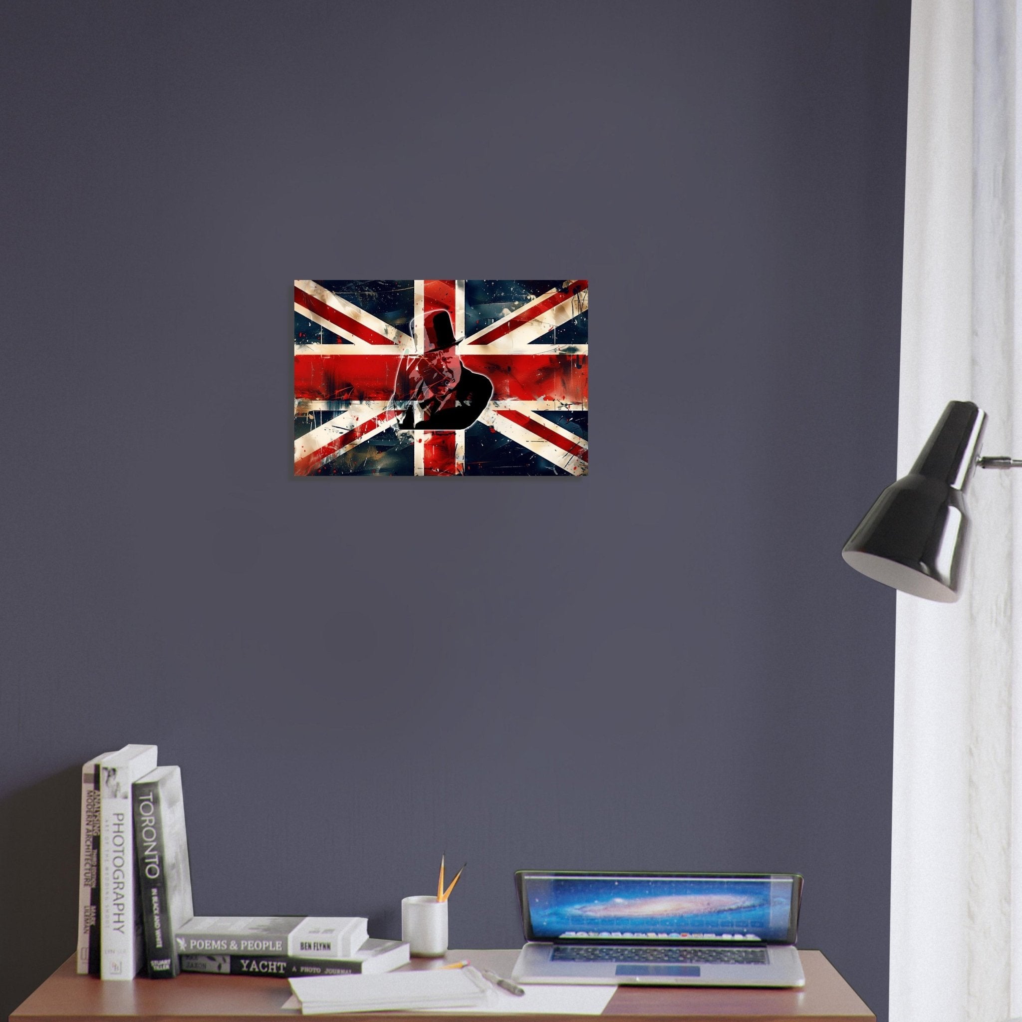 Vintage UK Union Jack Flag Print With Winston Churchill – Grungy Distressed British Wall Art Poster - WallArtPrints4U